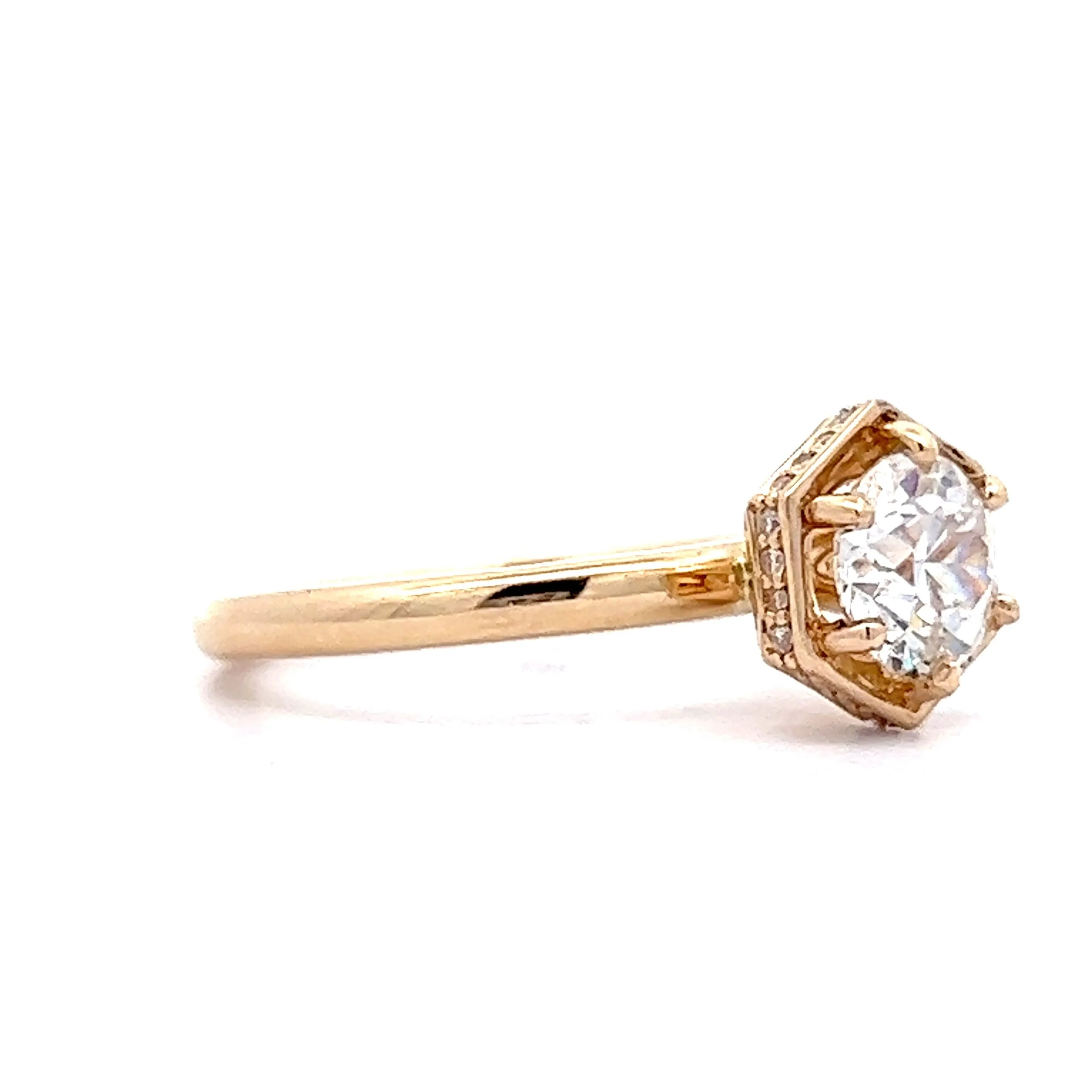 .91 Hidden Halo Diamond Engagement Ring in 14k Yellow Gold - Image 3