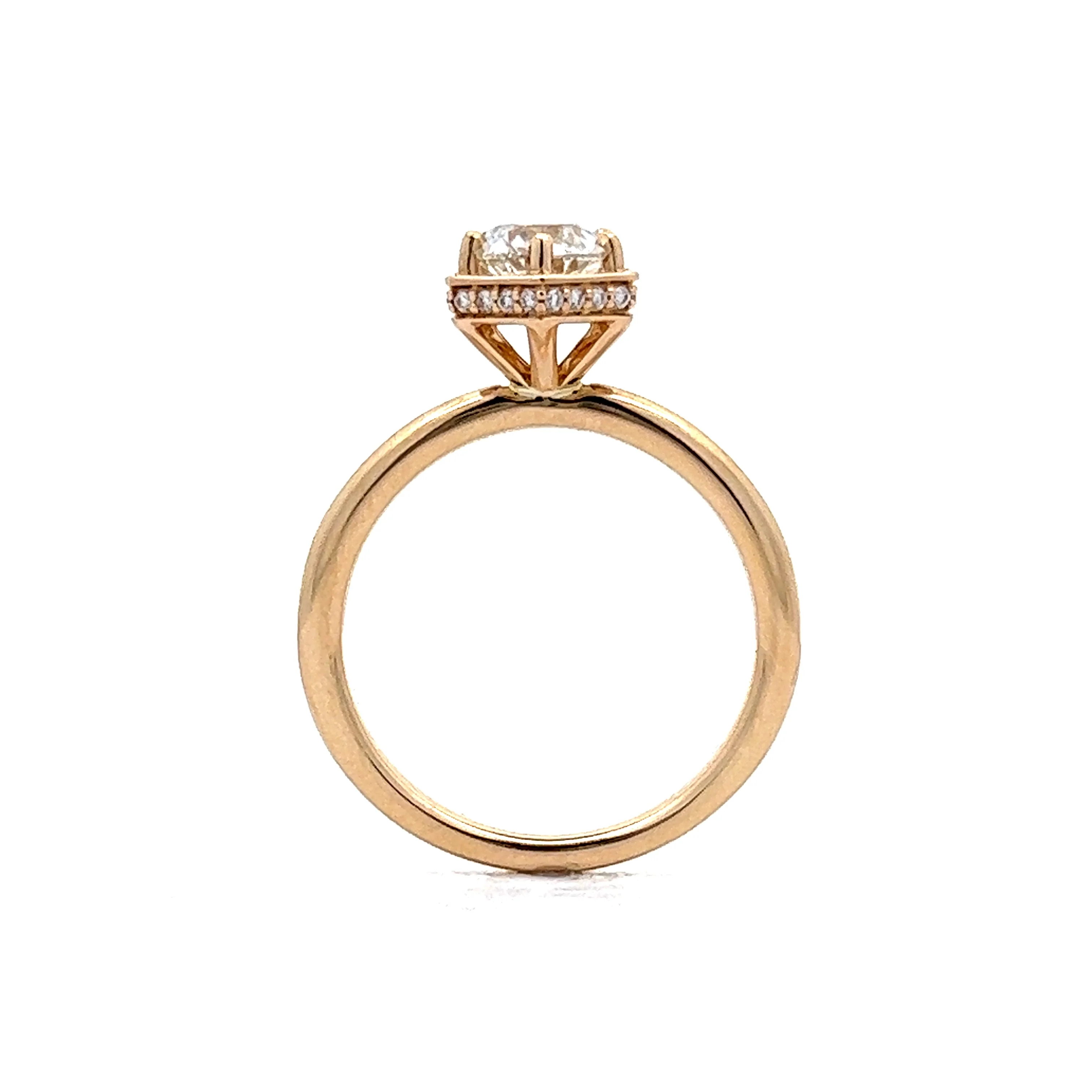.91 Hidden Halo Diamond Engagement Ring in 14k Yellow Gold - Image 4
