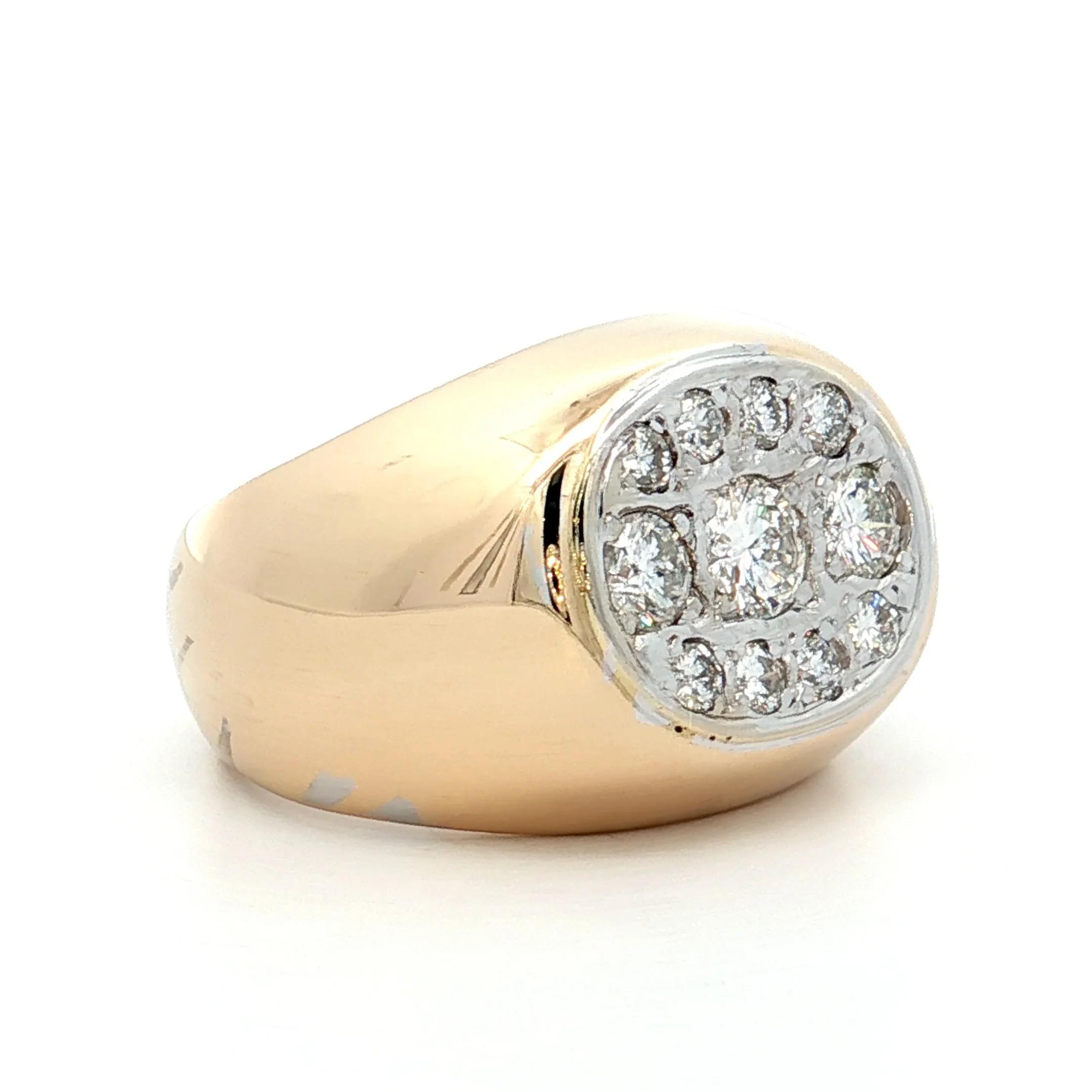 .91 Pave Diamond Cocktail Ring in 14k Yellow Gold - Image 3