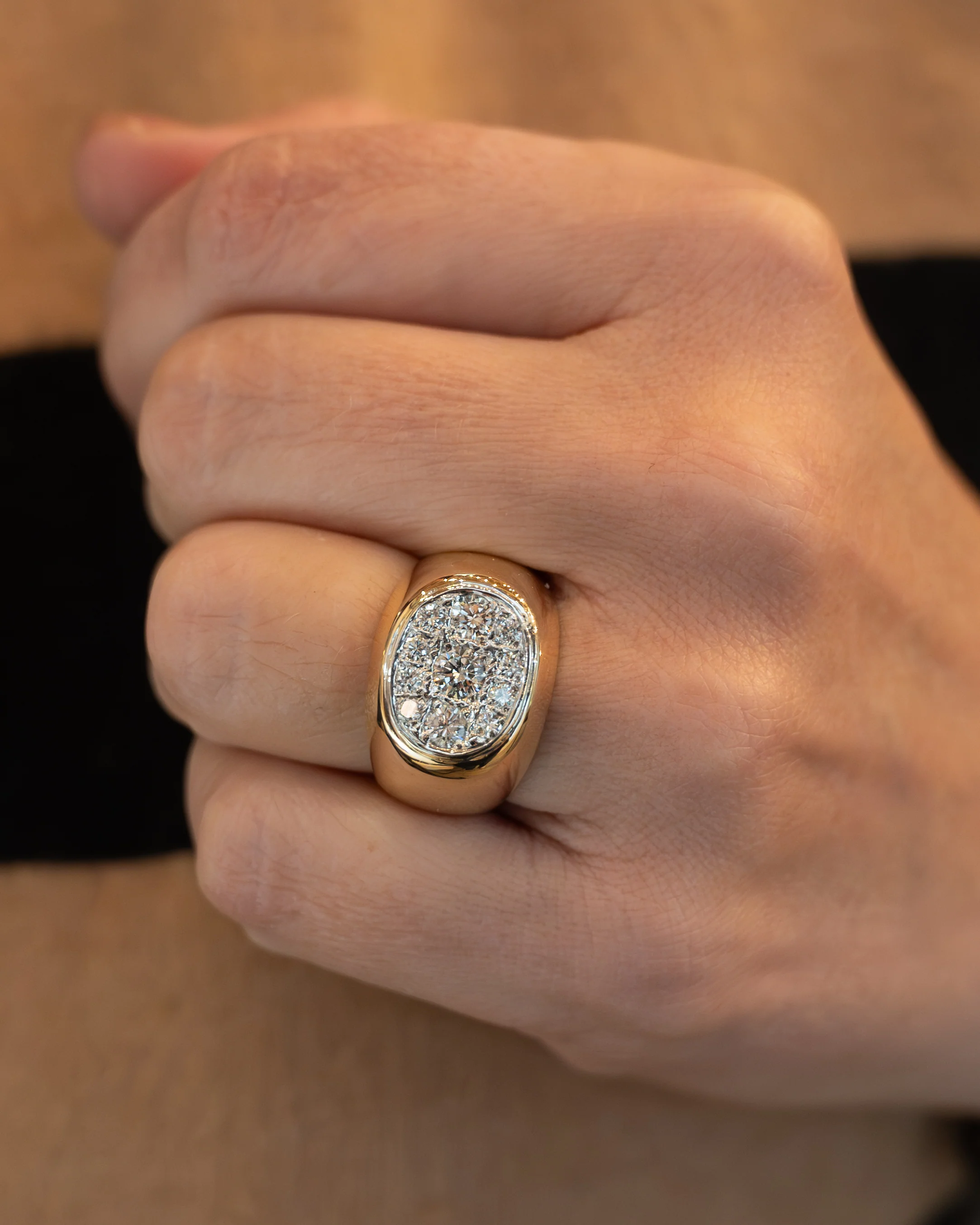 .91 Pave Diamond Cocktail Ring in 14k Yellow Gold - Image 6