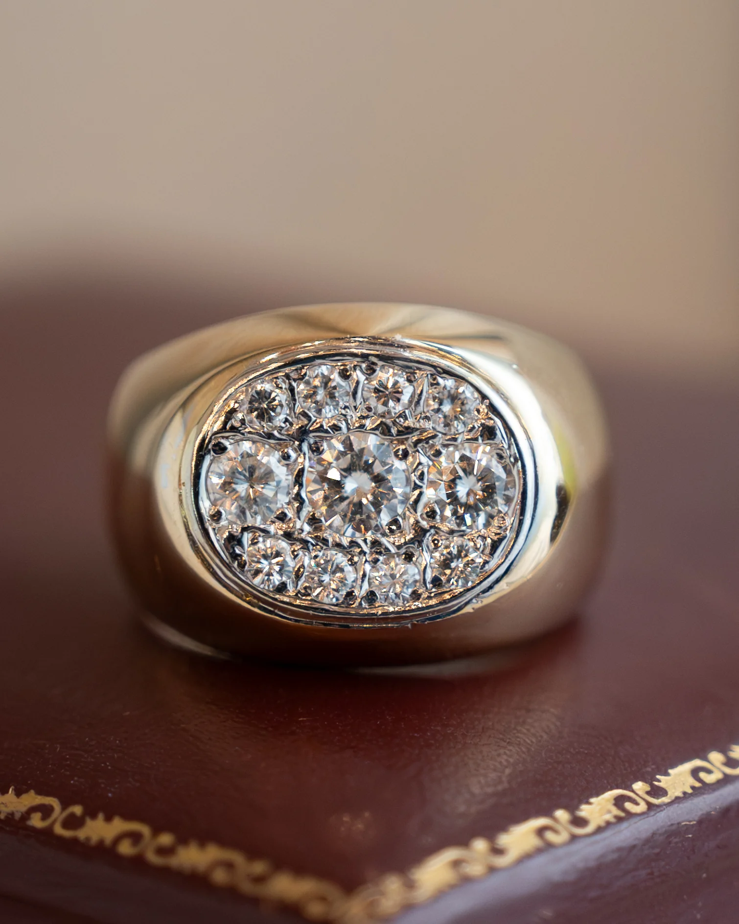 .91 Pave Diamond Cocktail Ring in 14k Yellow Gold - Image 7