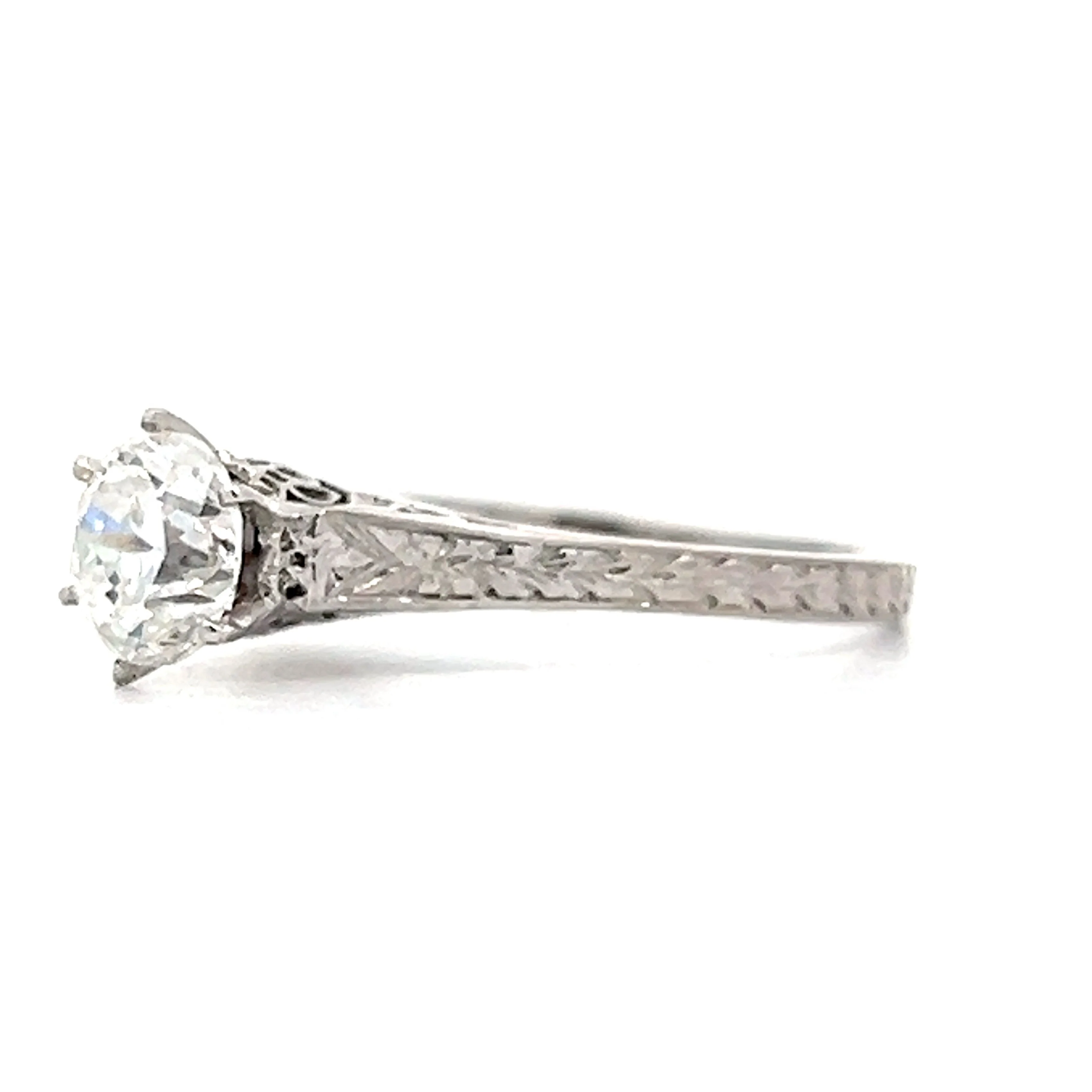 .91 Vintage Art Deco Transitional Cut Diamond in Platinum - Image 2