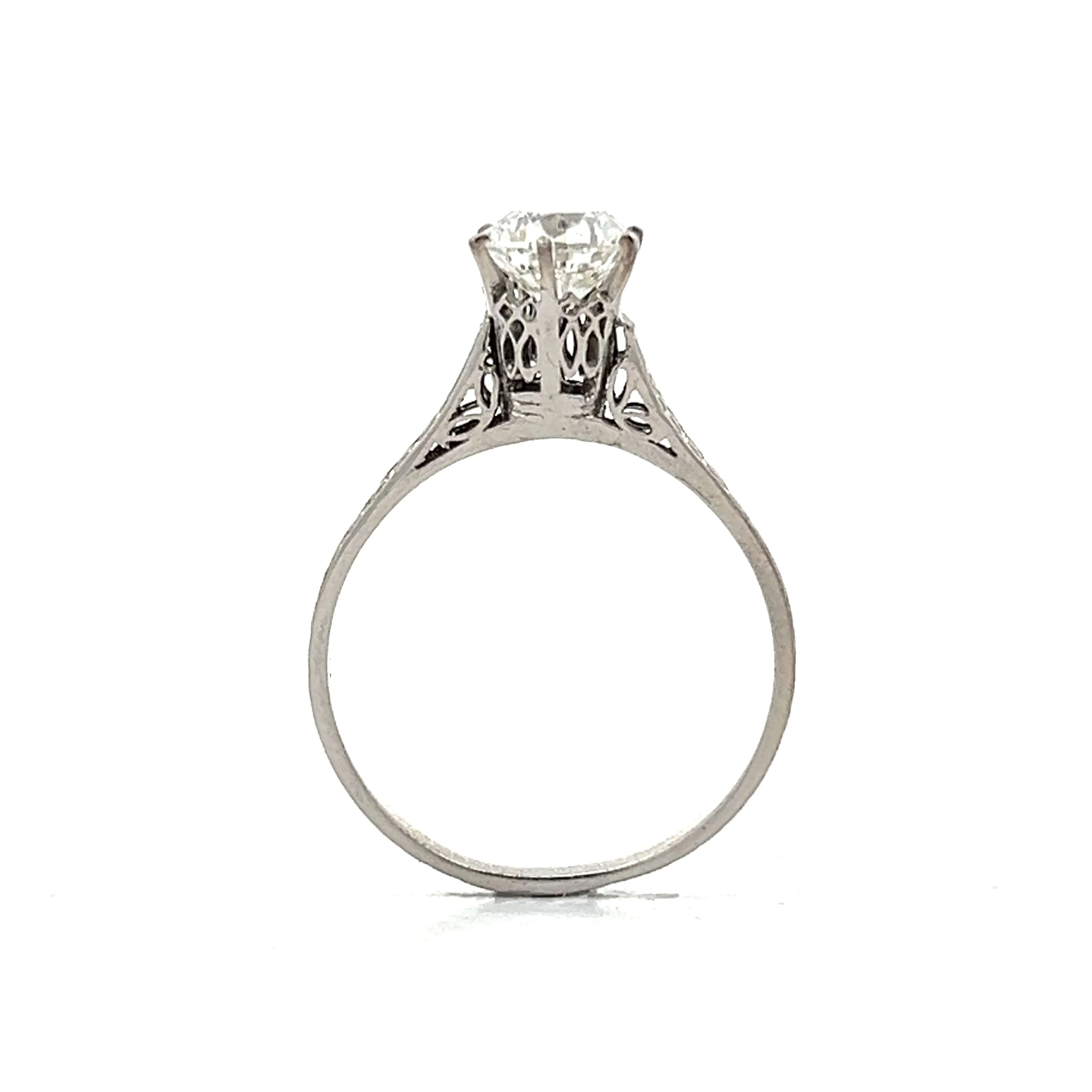 .91 Vintage Art Deco Transitional Cut Diamond in Platinum - Image 4