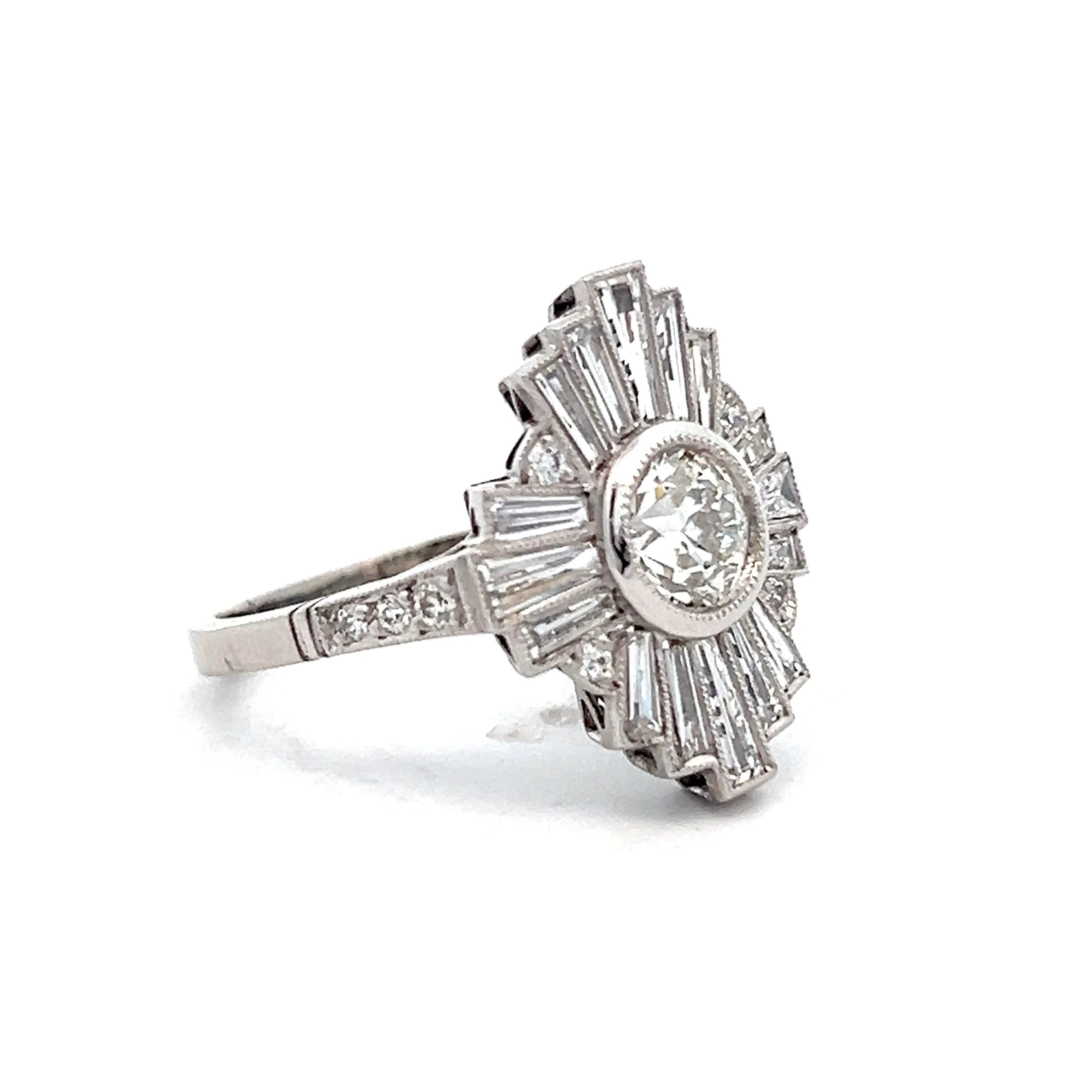 .92 Diamond Ballerina Halo Cocktail Ring in Platinum - Image 3