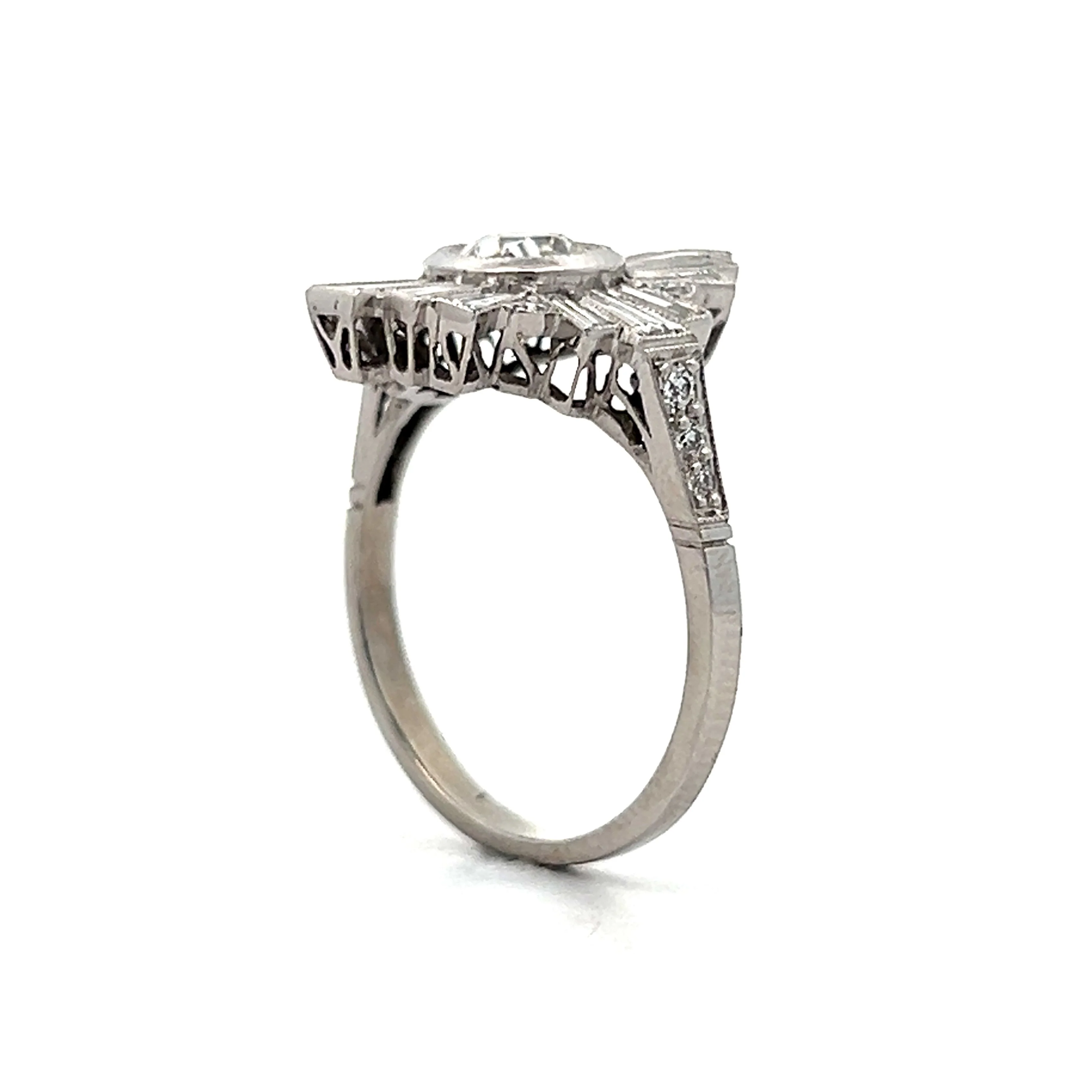 .92 Diamond Ballerina Halo Cocktail Ring in Platinum - Image 5