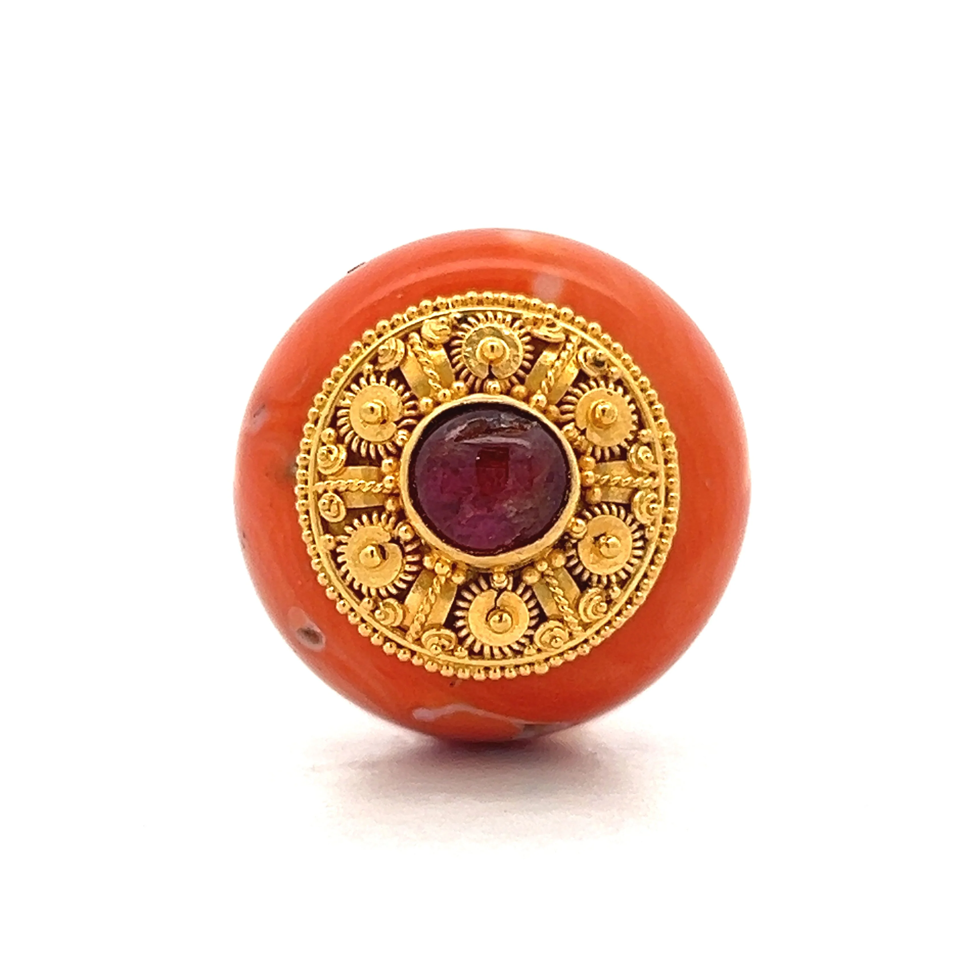 .92 Vintage Cabochon Ruby Pendant Necklace in 14k - Image 3