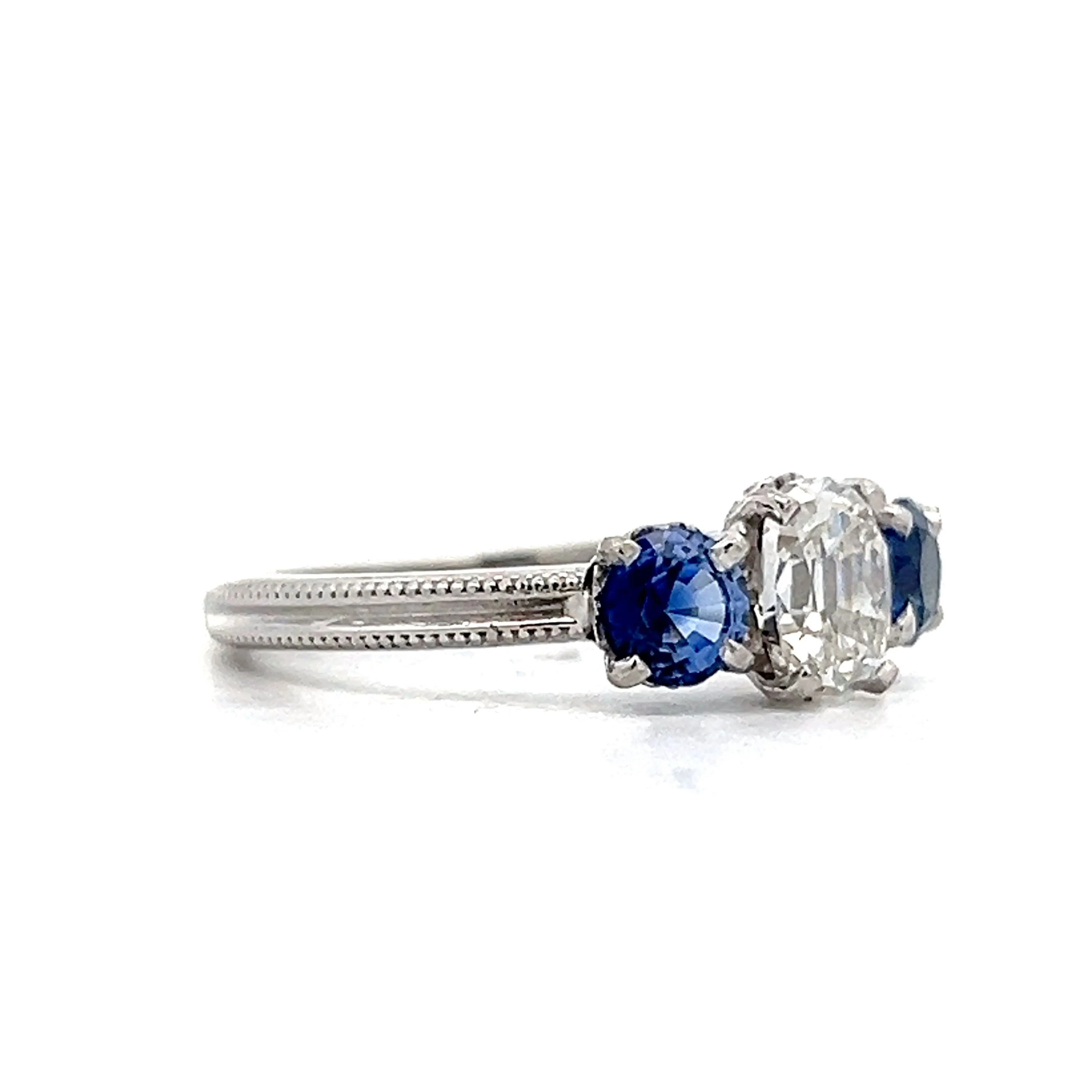 .93 Antique Cushion Cut Diamond Engagement Ring in Platinum - Image 3