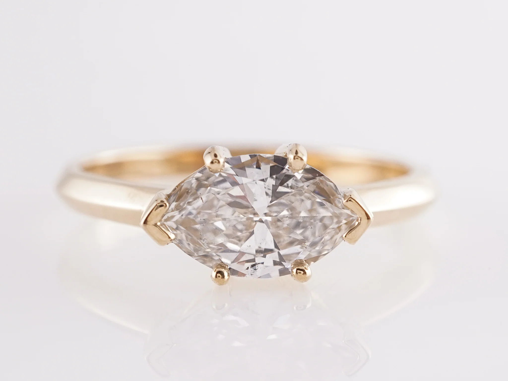 .93 Marquise Cut Diamond Engagement Ring in 14k Yellow Gold