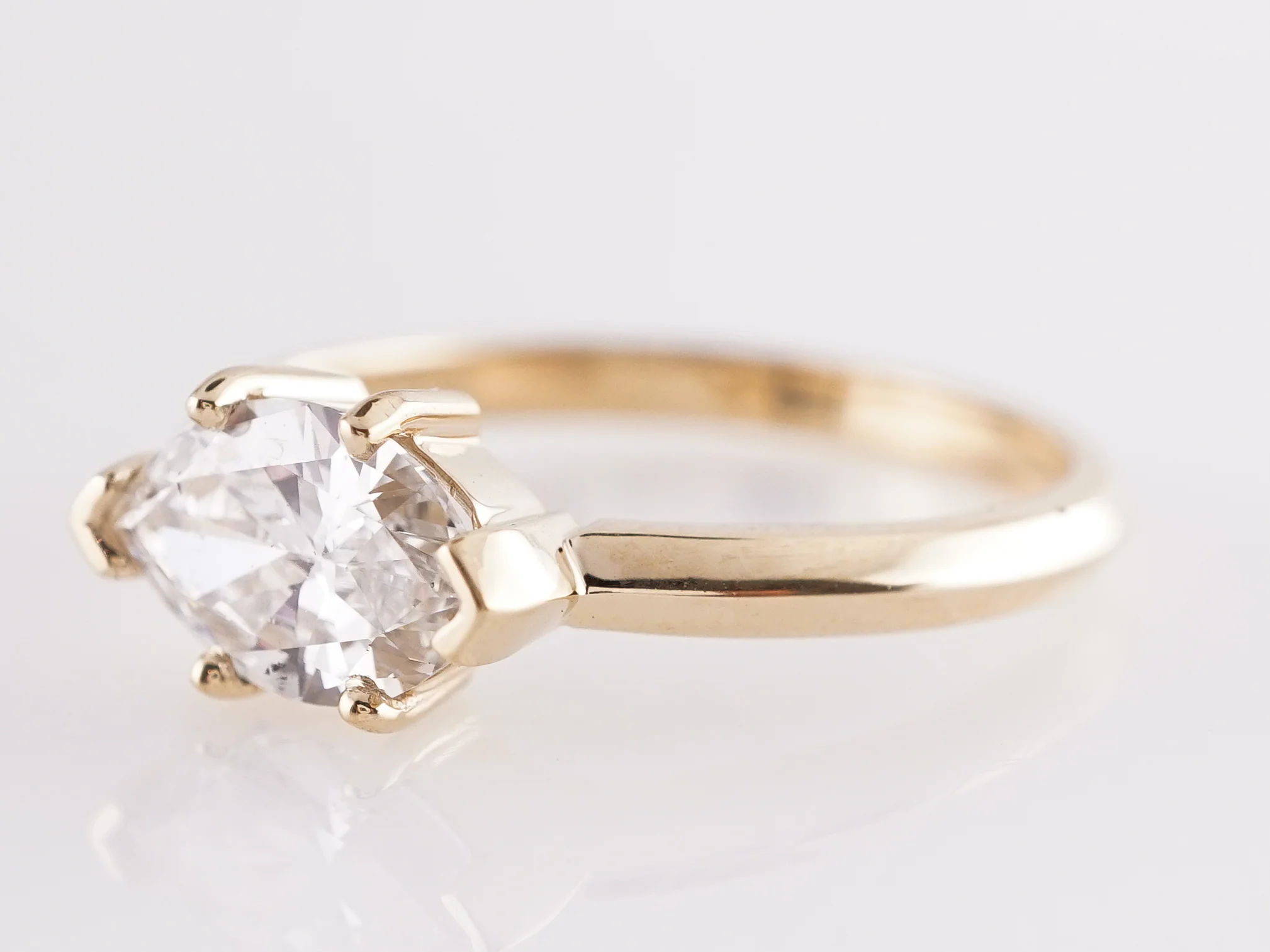 .93 Marquise Cut Diamond Engagement Ring in 14k Yellow Gold - Image 2