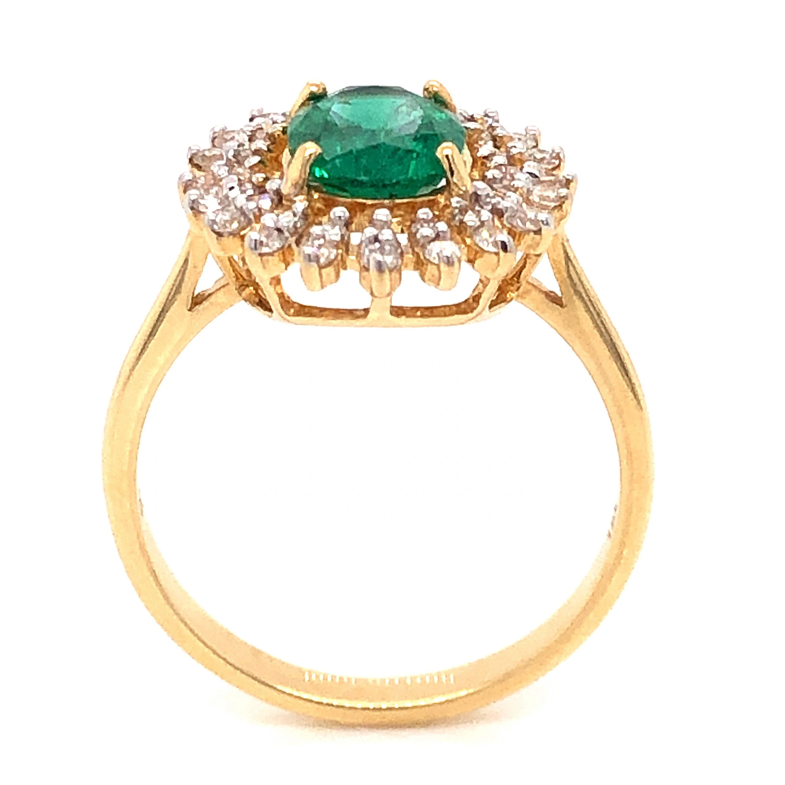 .93 Oval Cut Emerald & Diamond Cocktail Ring in 18k Yellow Gold - Image 4