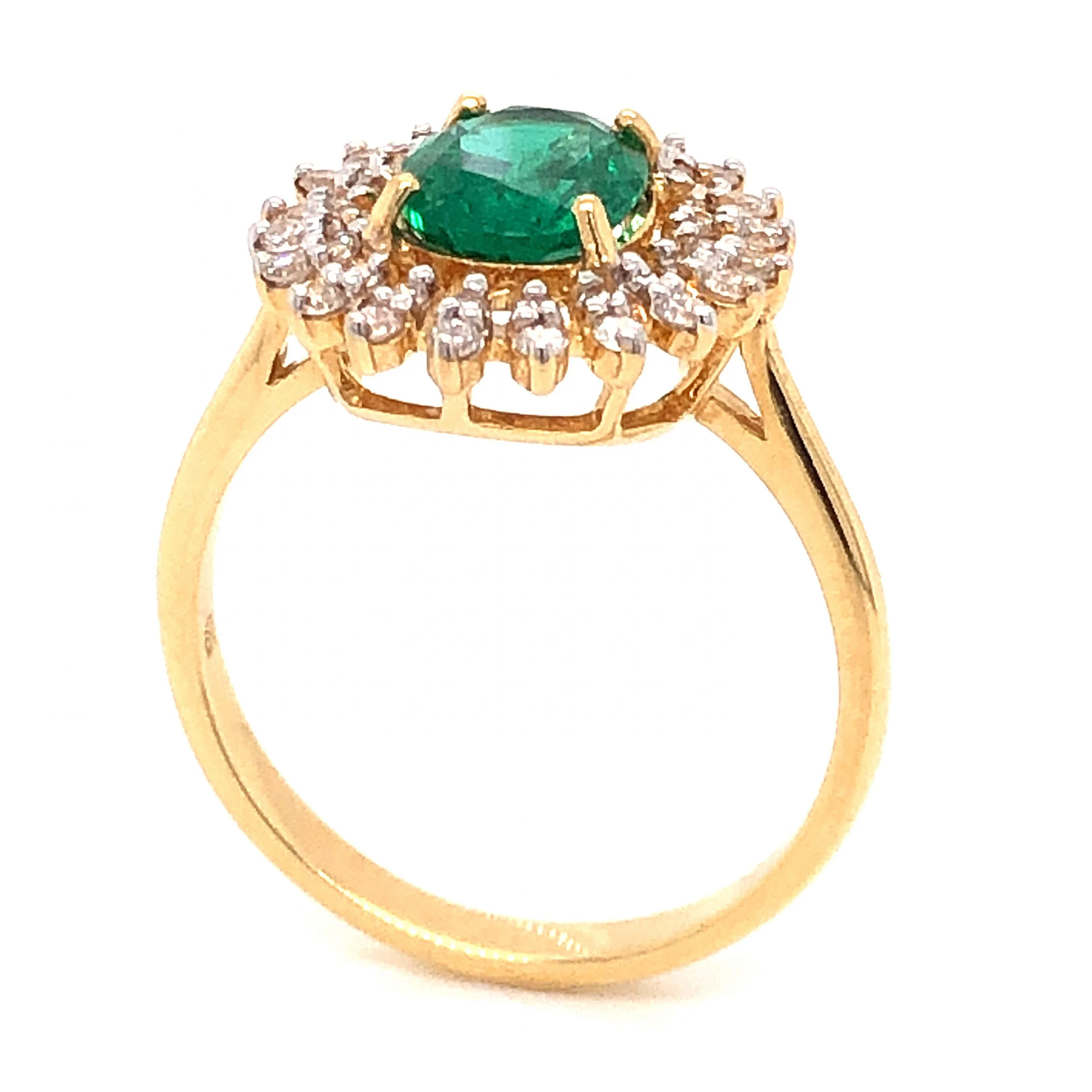 .93 Oval Cut Emerald & Diamond Cocktail Ring in 18k Yellow Gold - Image 5