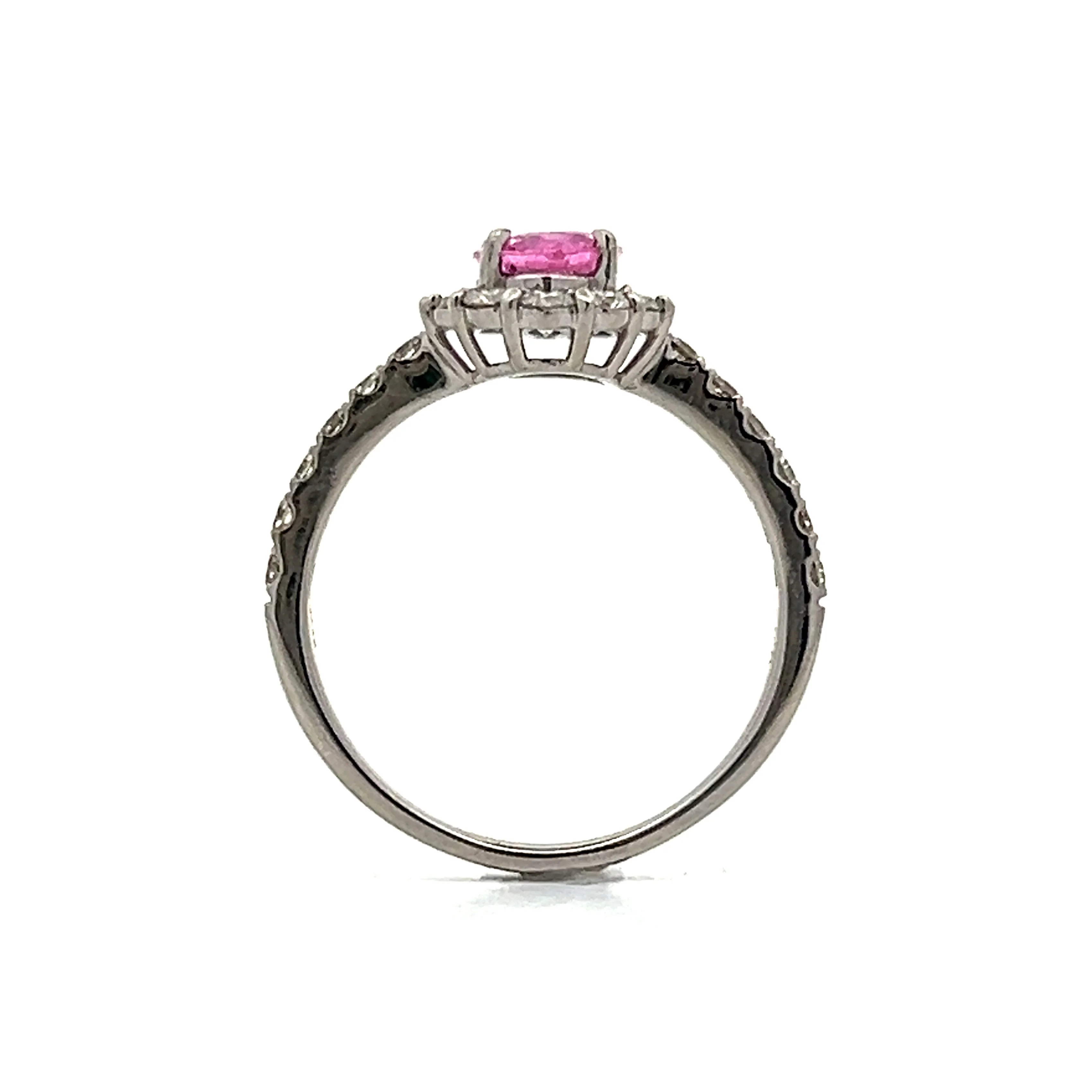 .93 Oval Cut Pink Sapphire Engagement Ring in Platinum - Image 4