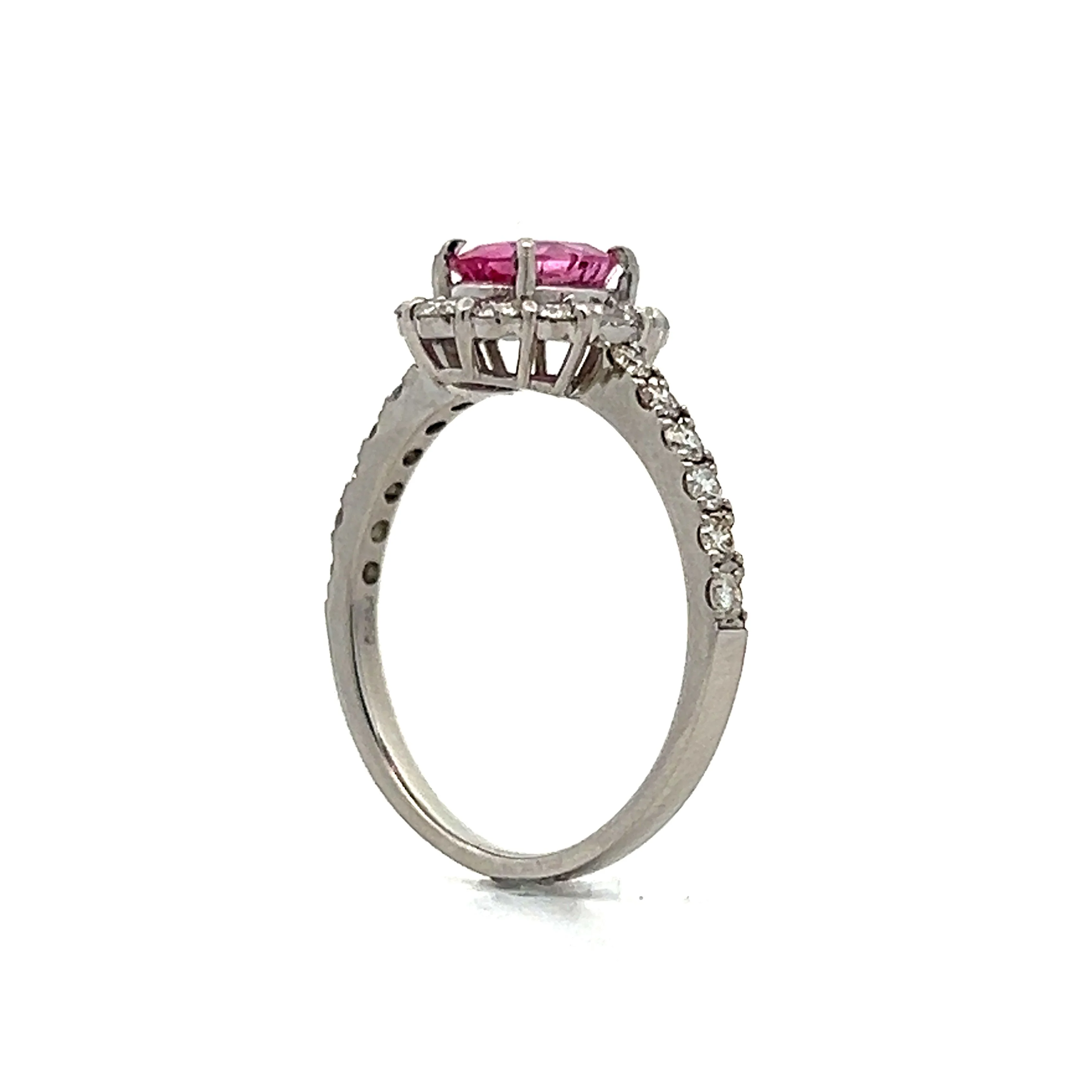.93 Oval Cut Pink Sapphire Engagement Ring in Platinum - Image 5