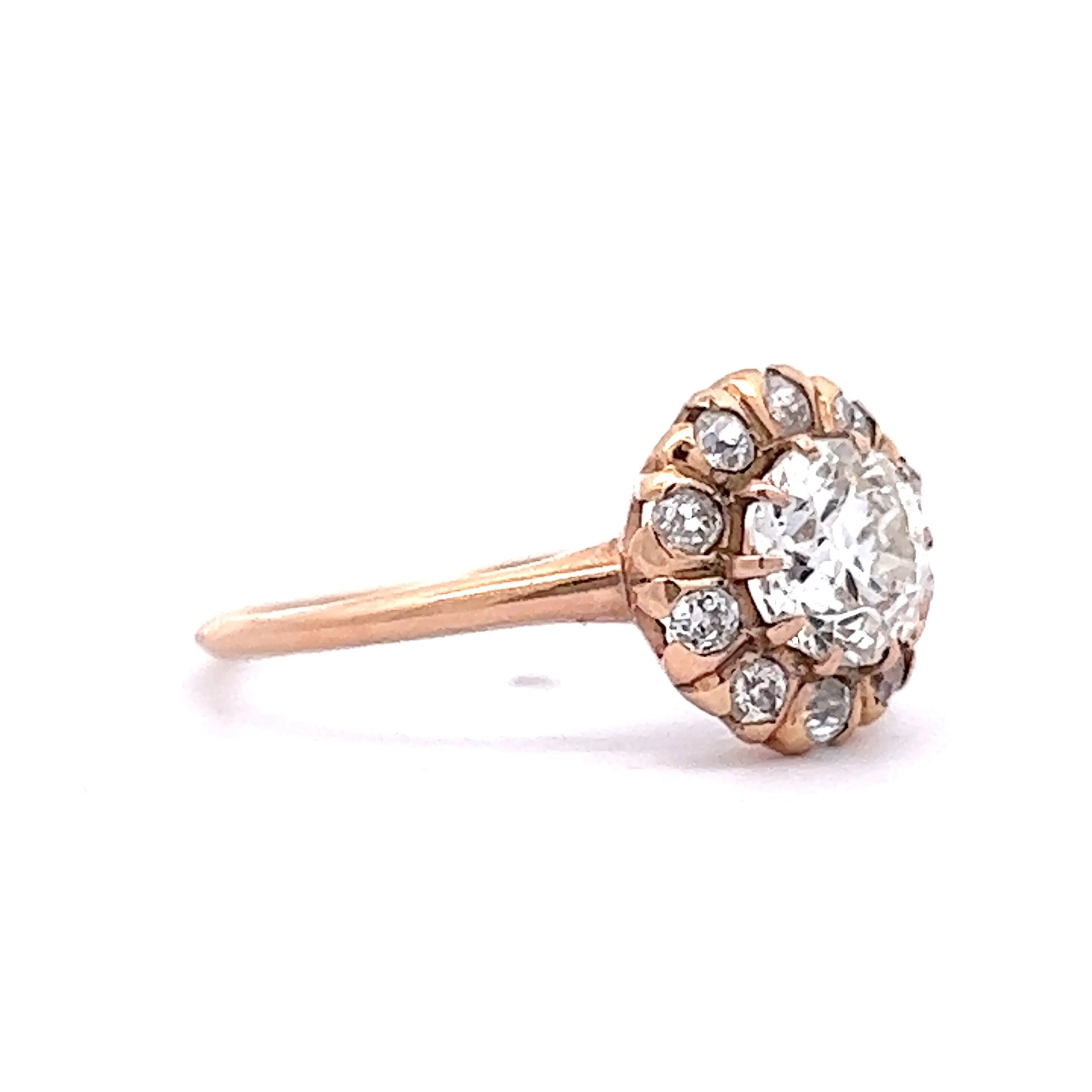 .93 Victorian Diamond Cluster Engagement Ring in 12K Rose Gold - Image 3