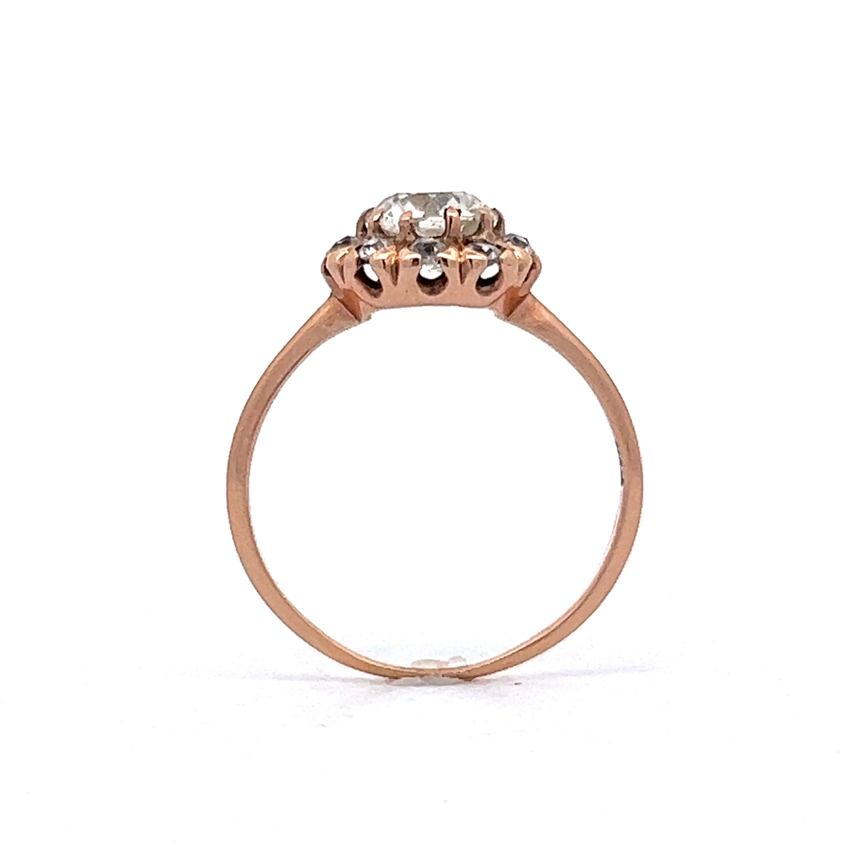 .93 Victorian Diamond Cluster Engagement Ring in 12K Rose Gold - Image 4