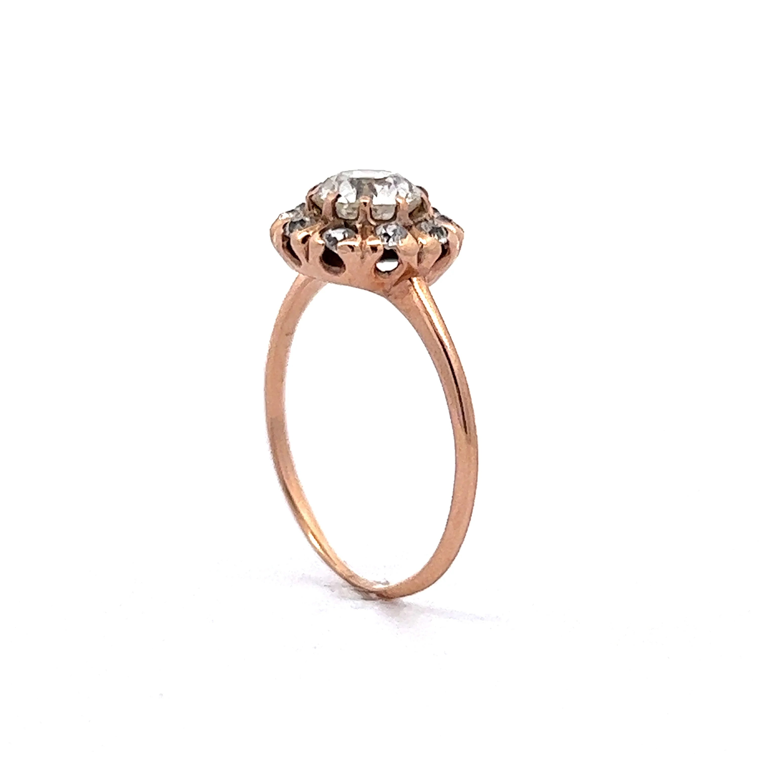 .93 Victorian Diamond Cluster Engagement Ring in 12K Rose Gold - Image 5
