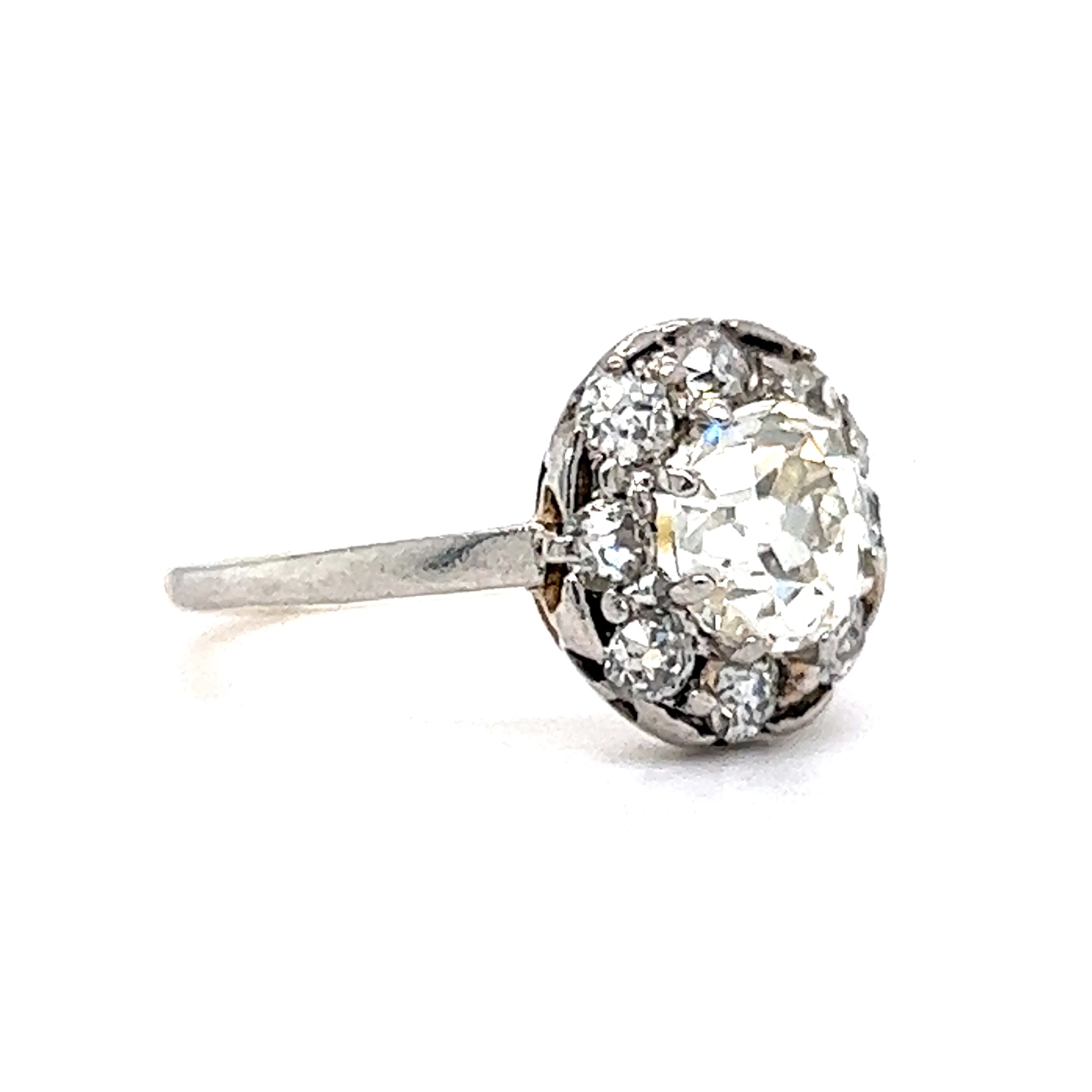 .93 Victorian Diamond Halo Engagement Ring in Platinum & 18k - Image 3