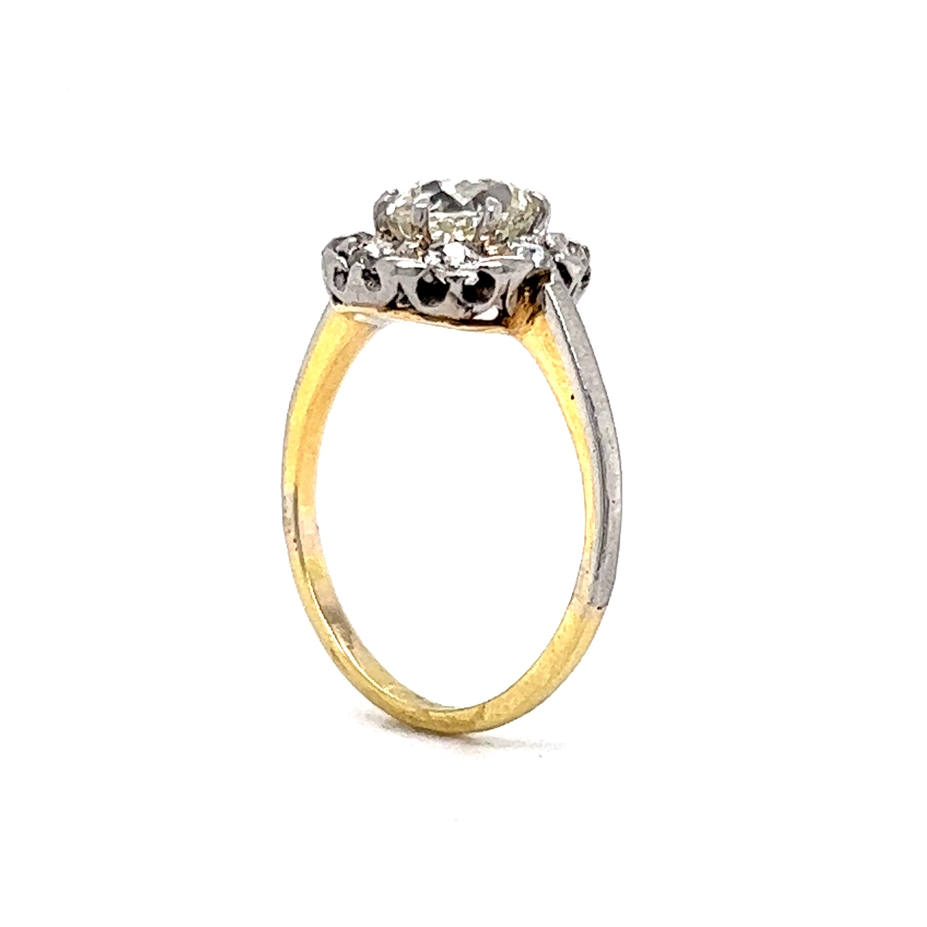 .93 Victorian Diamond Halo Engagement Ring in Platinum & 18k - Image 5