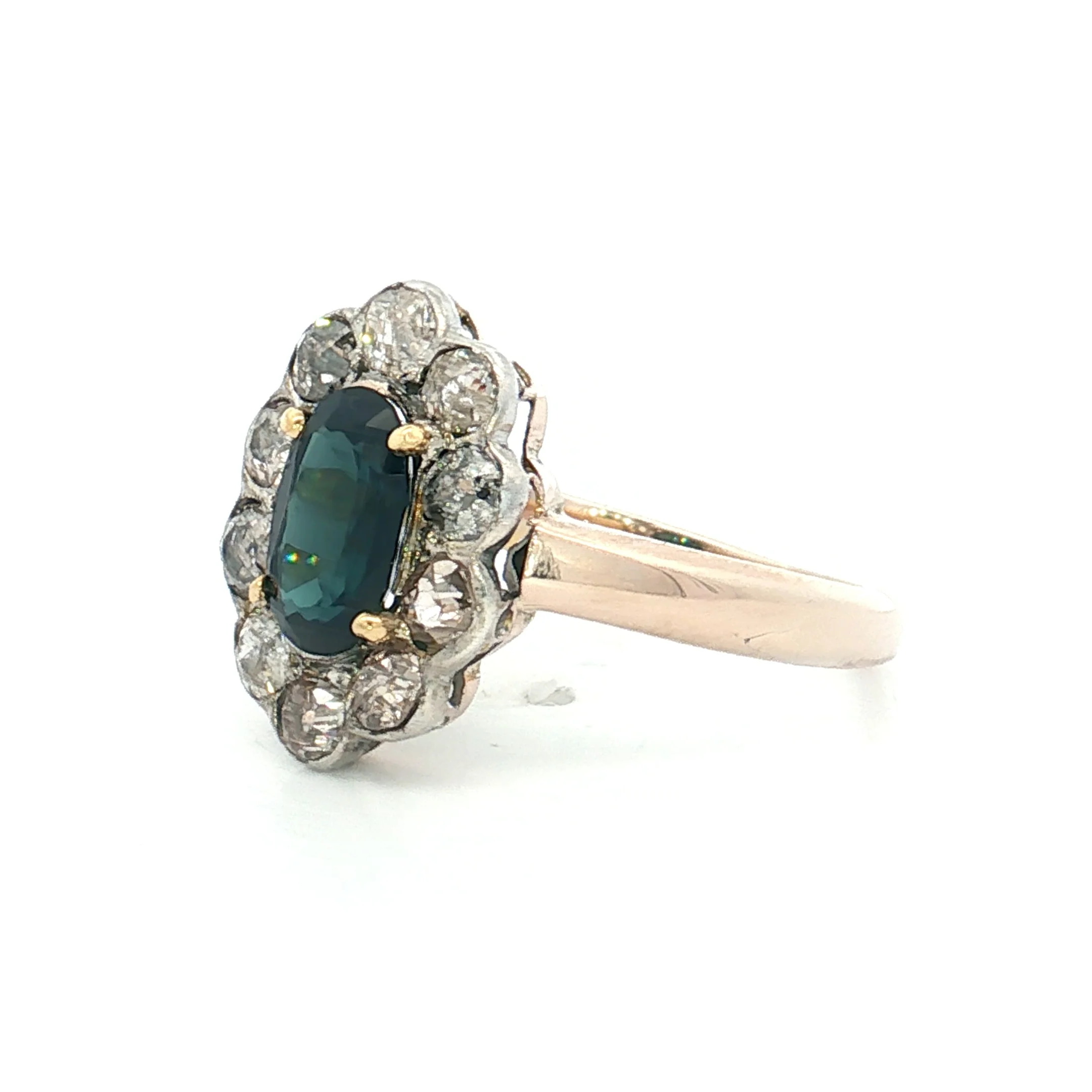 .93 Victorian Sapphire Halo Engagement Ring 9k/SS - Image 2