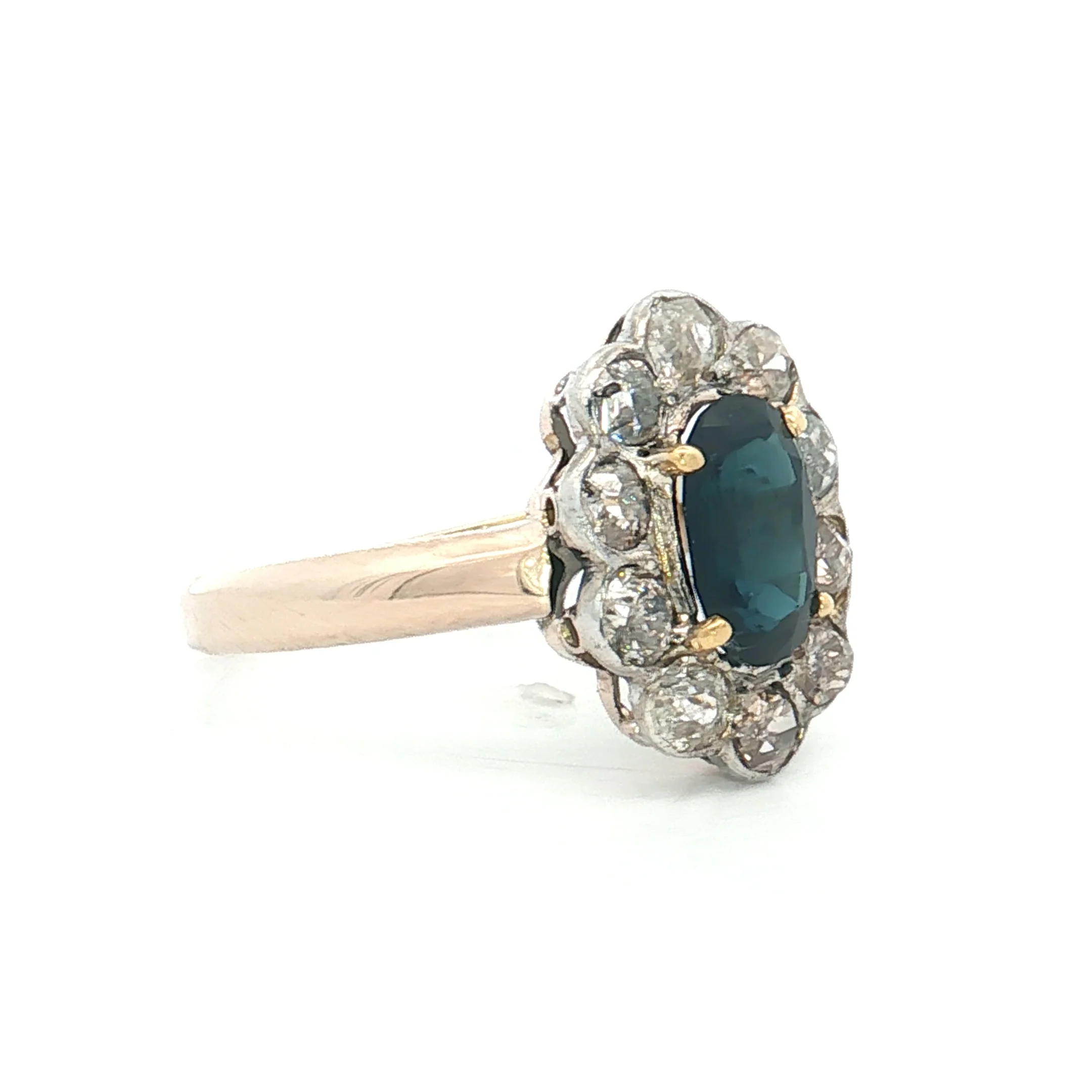 .93 Victorian Sapphire Halo Engagement Ring 9k/SS - Image 3