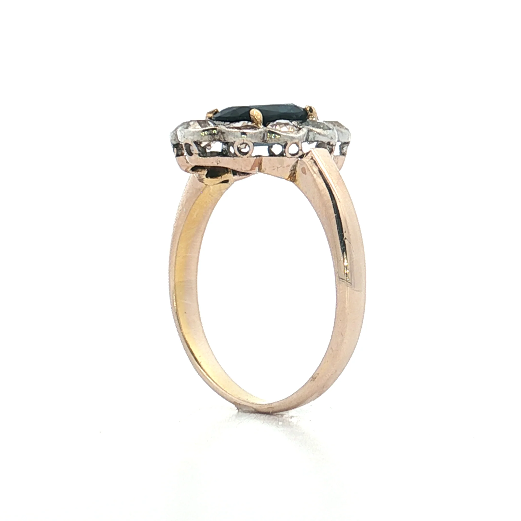 .93 Victorian Sapphire Halo Engagement Ring 9k/SS - Image 5