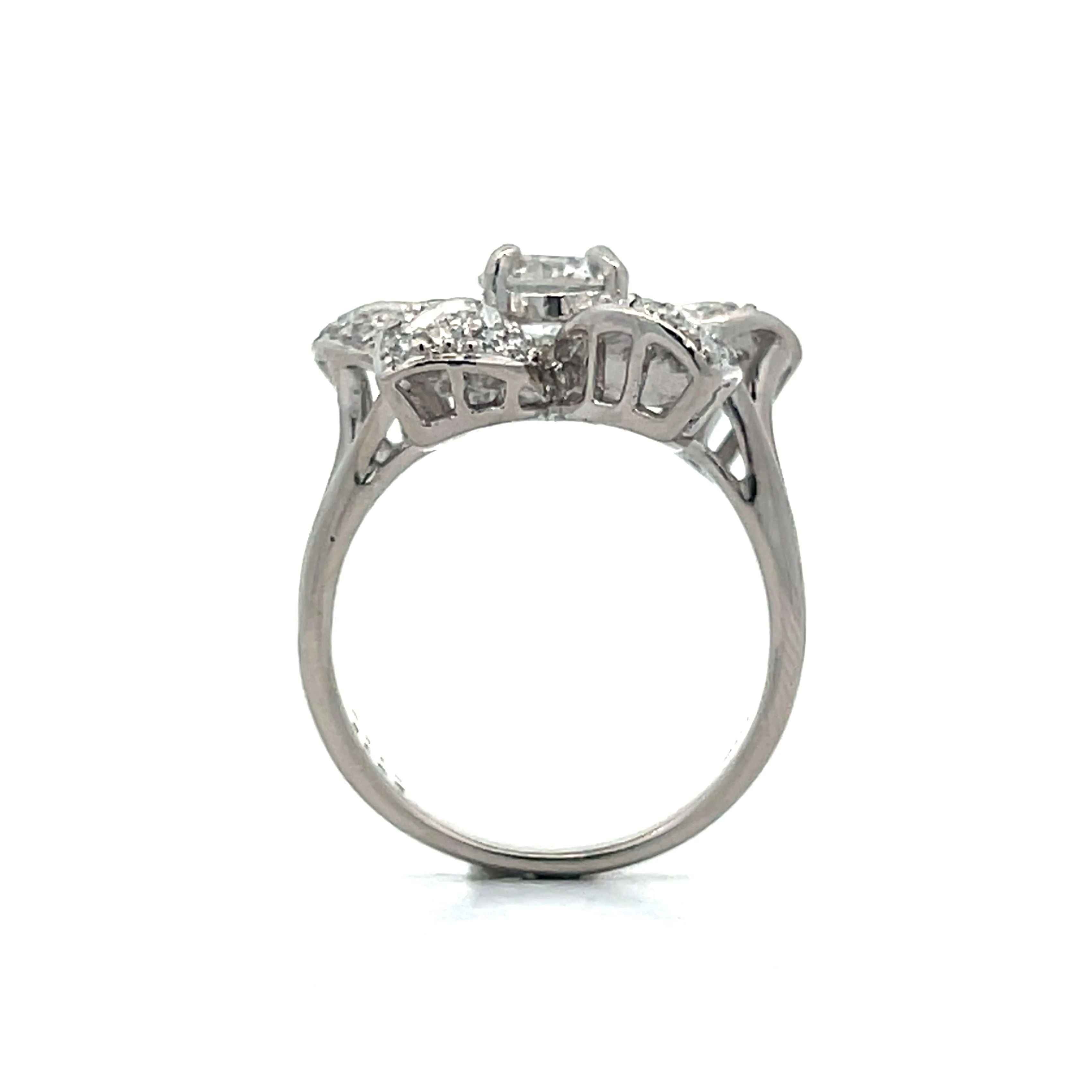 .93 Vintage Petri Diamond Floral Cocktail Ring in Platinum - Image 4