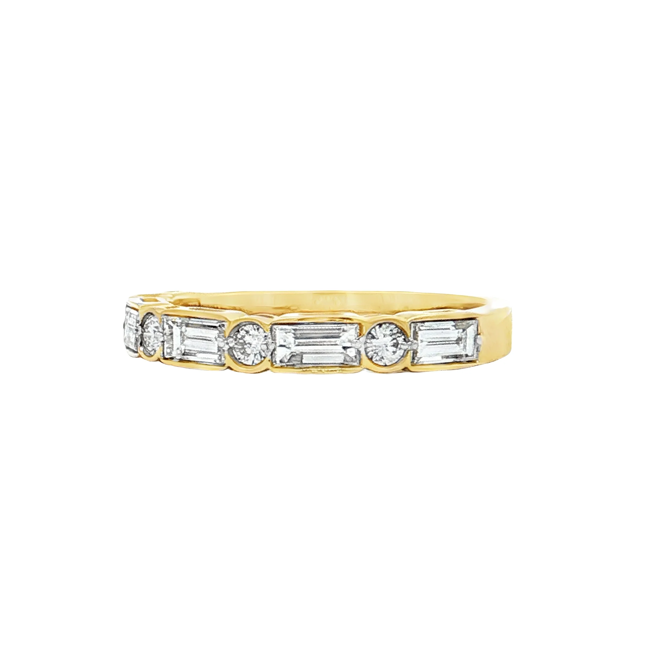 .94 Baguette & Round Diamond Wedding Band 14k - Image 2