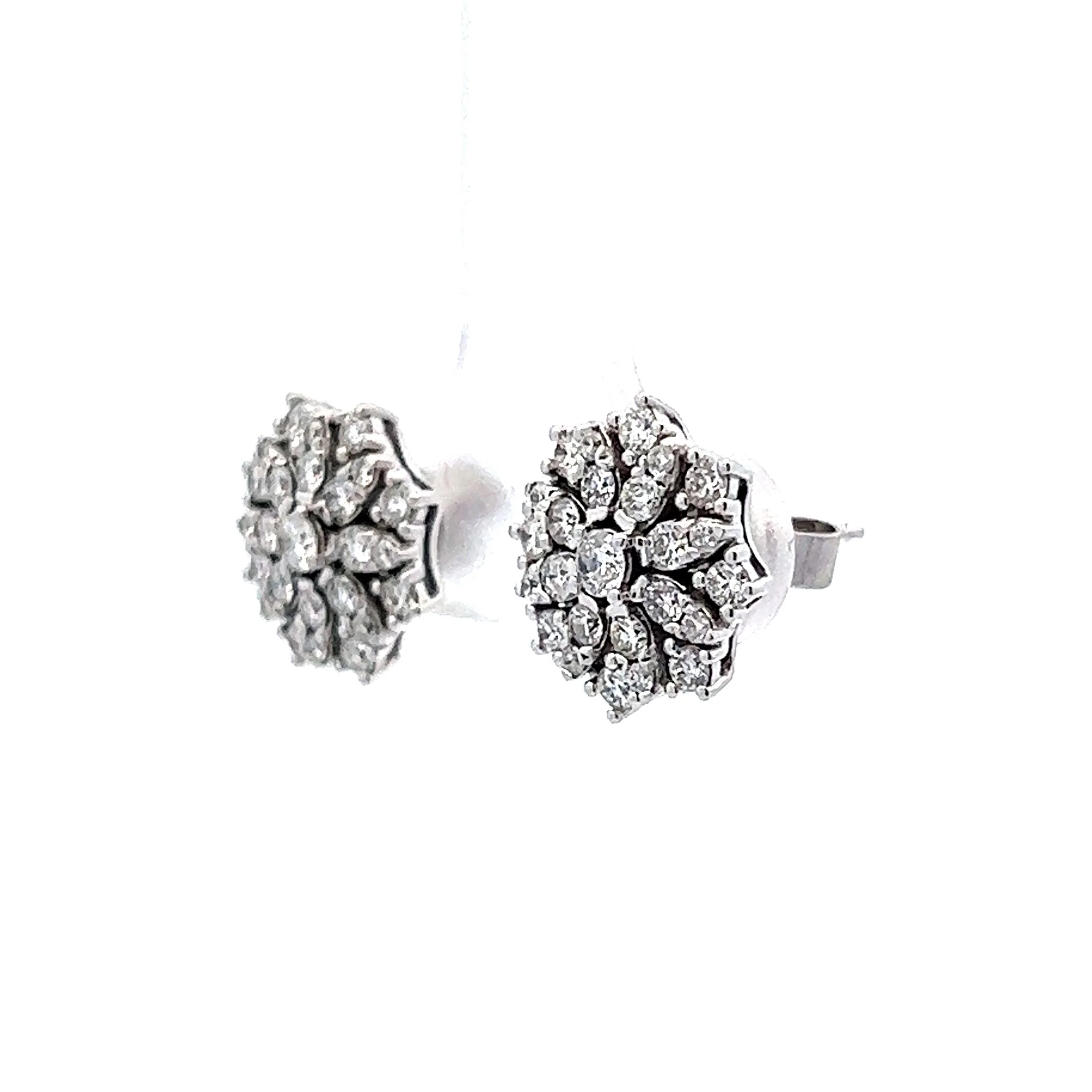 .94 Geometric Stud Earrings in 14k White Gold - Image 2