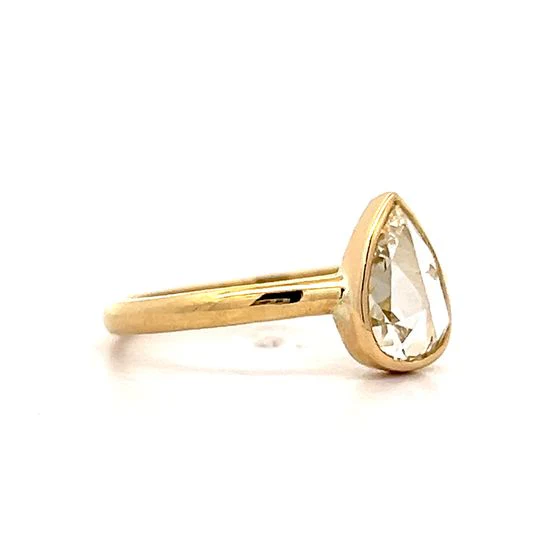 .94 Pear Rose Cut Diamond Engagement Ring in 18k - Image 3