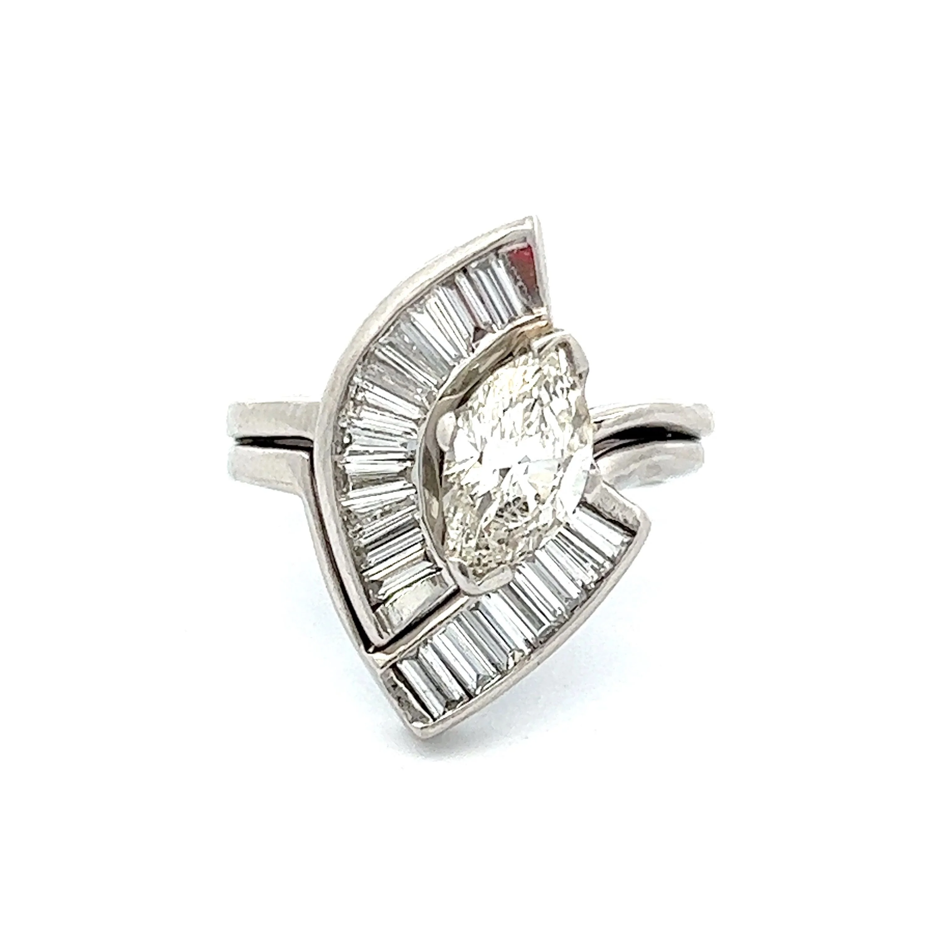 .94 Ballerina Cluster Engagement Ring in Platinum