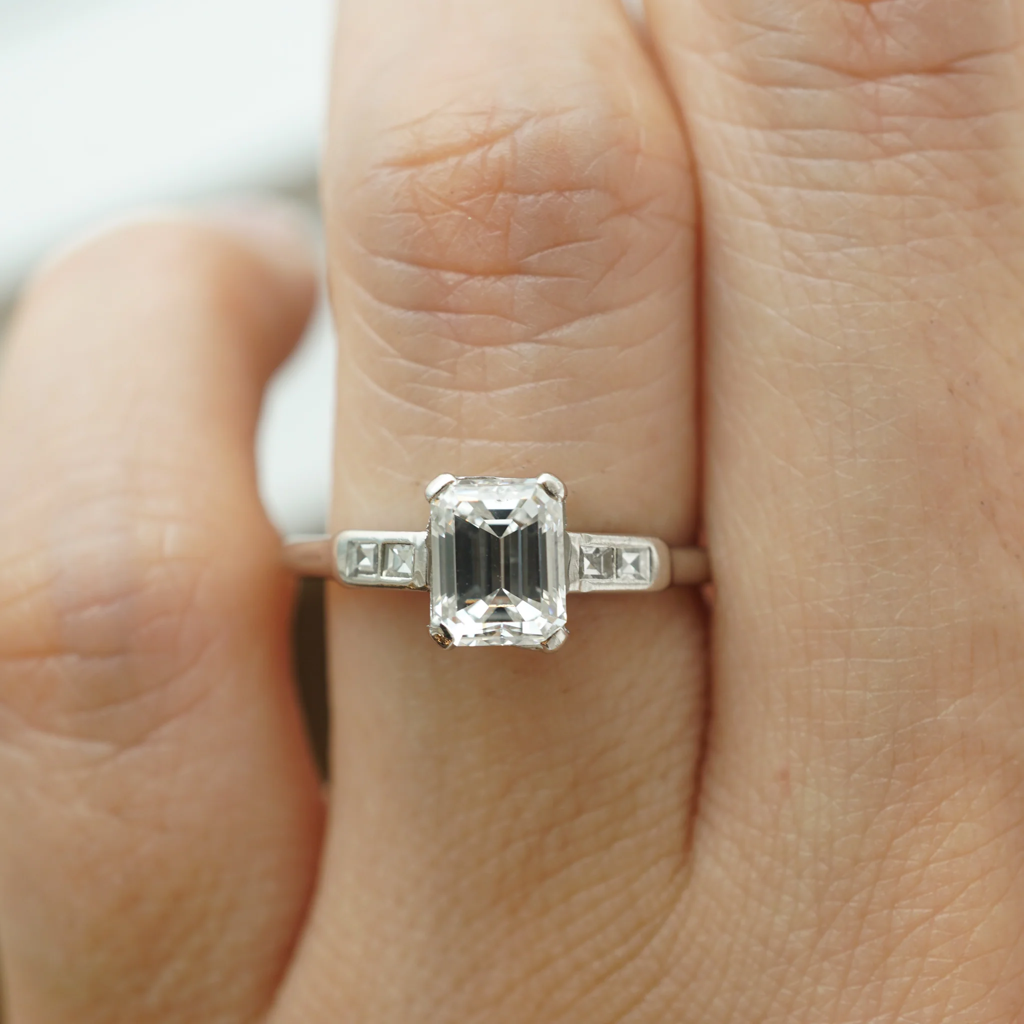 .95 Emerald Cut Diamond Engagement Ring in Platinum - Image 7