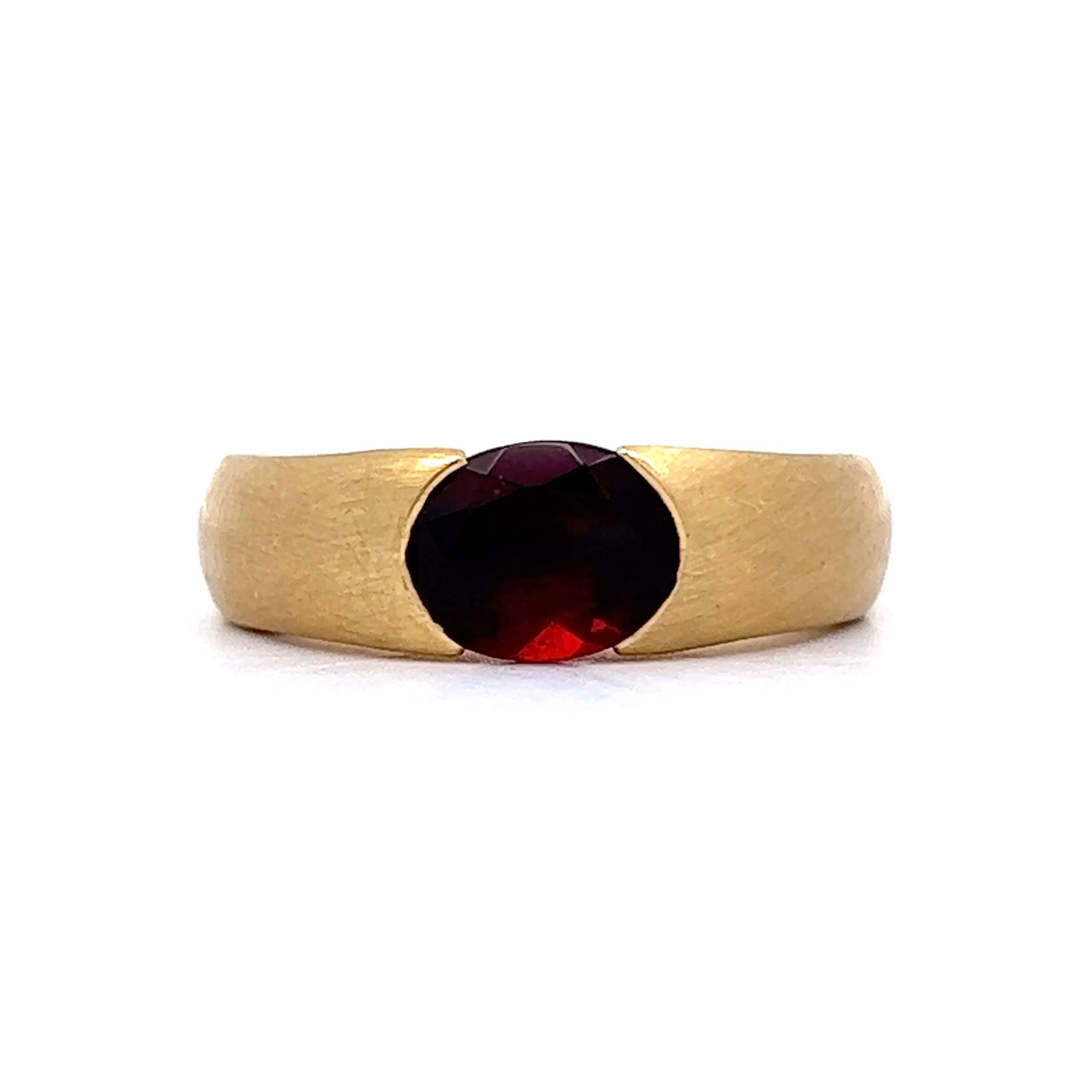.95 Oval Garnet Stacking Ring in 18k Yellow Gold