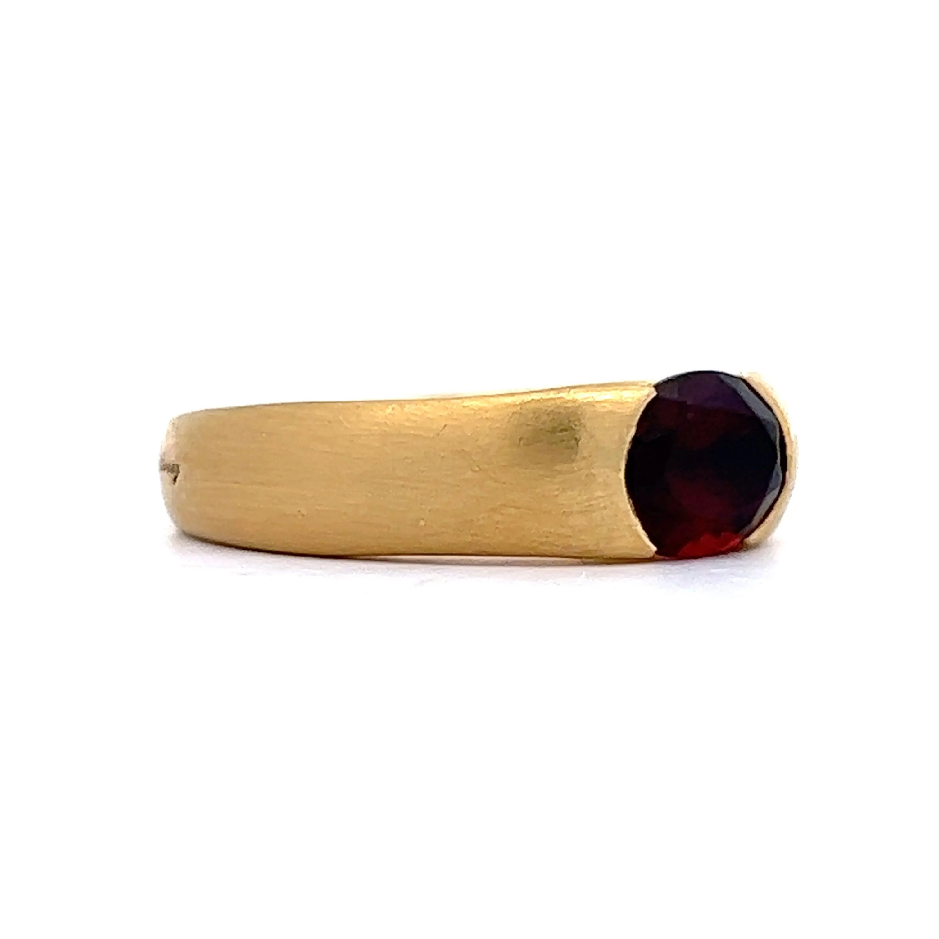 .95 Oval Garnet Stacking Ring in 18k Yellow Gold - Image 3