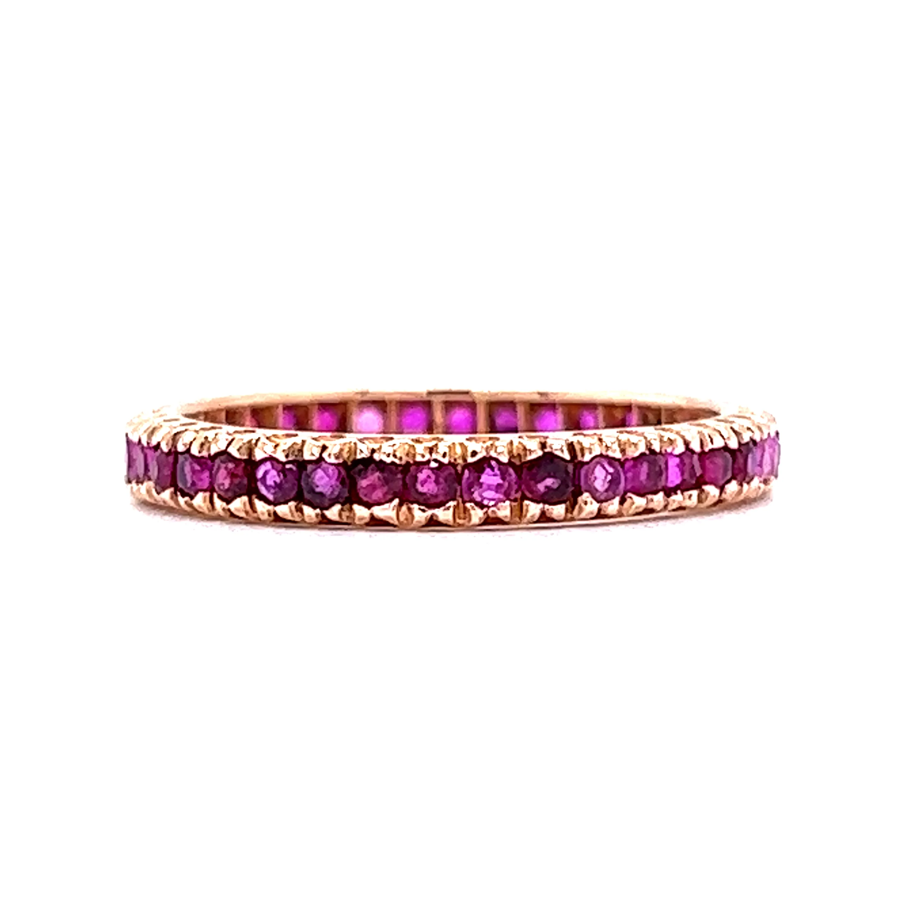 .95 Round Cut Ruby Eternity Wedding Band in 14k Rose Gold - Image 2