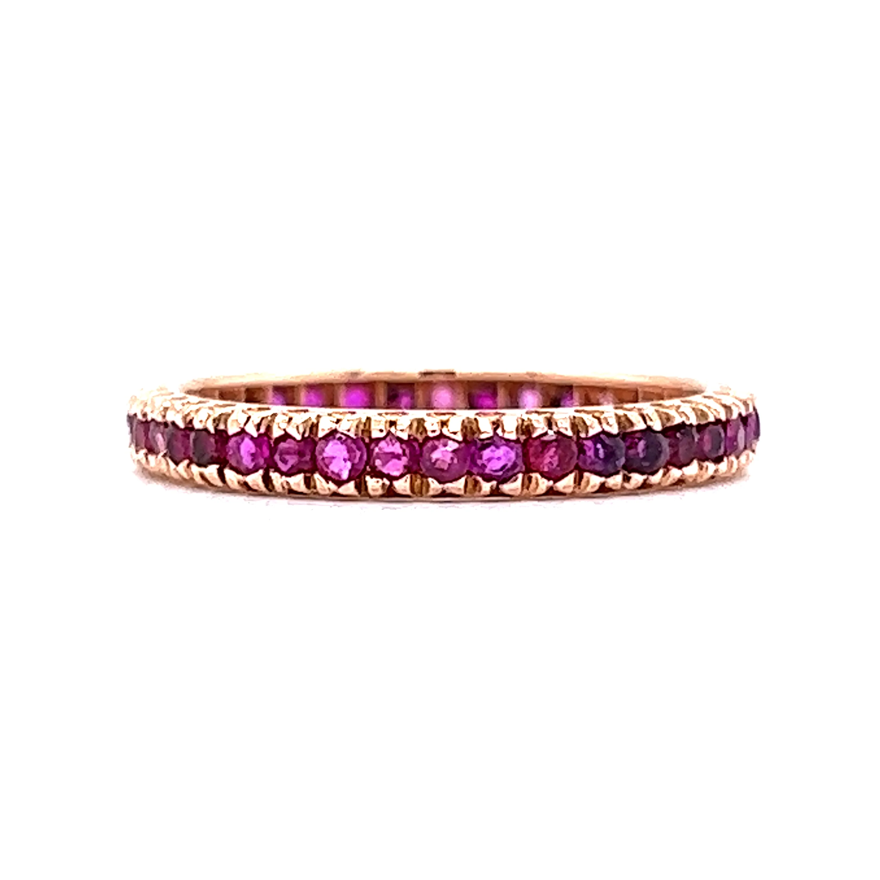.95 Round Cut Ruby Eternity Wedding Band in 14k Rose Gold - Image 3