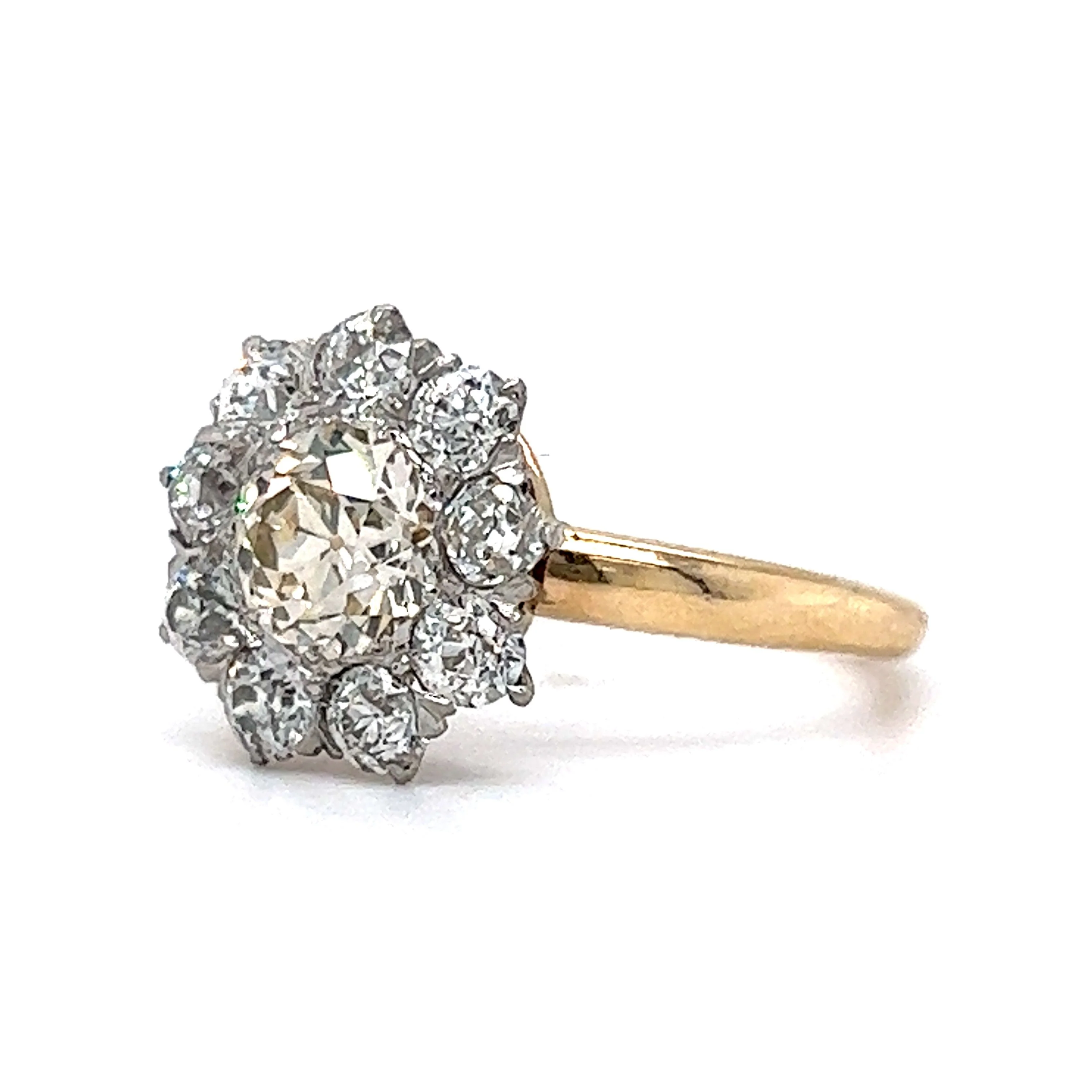 .95 Victorian Diamond Halo Engagement Ring in 14k & Platinum - Image 2