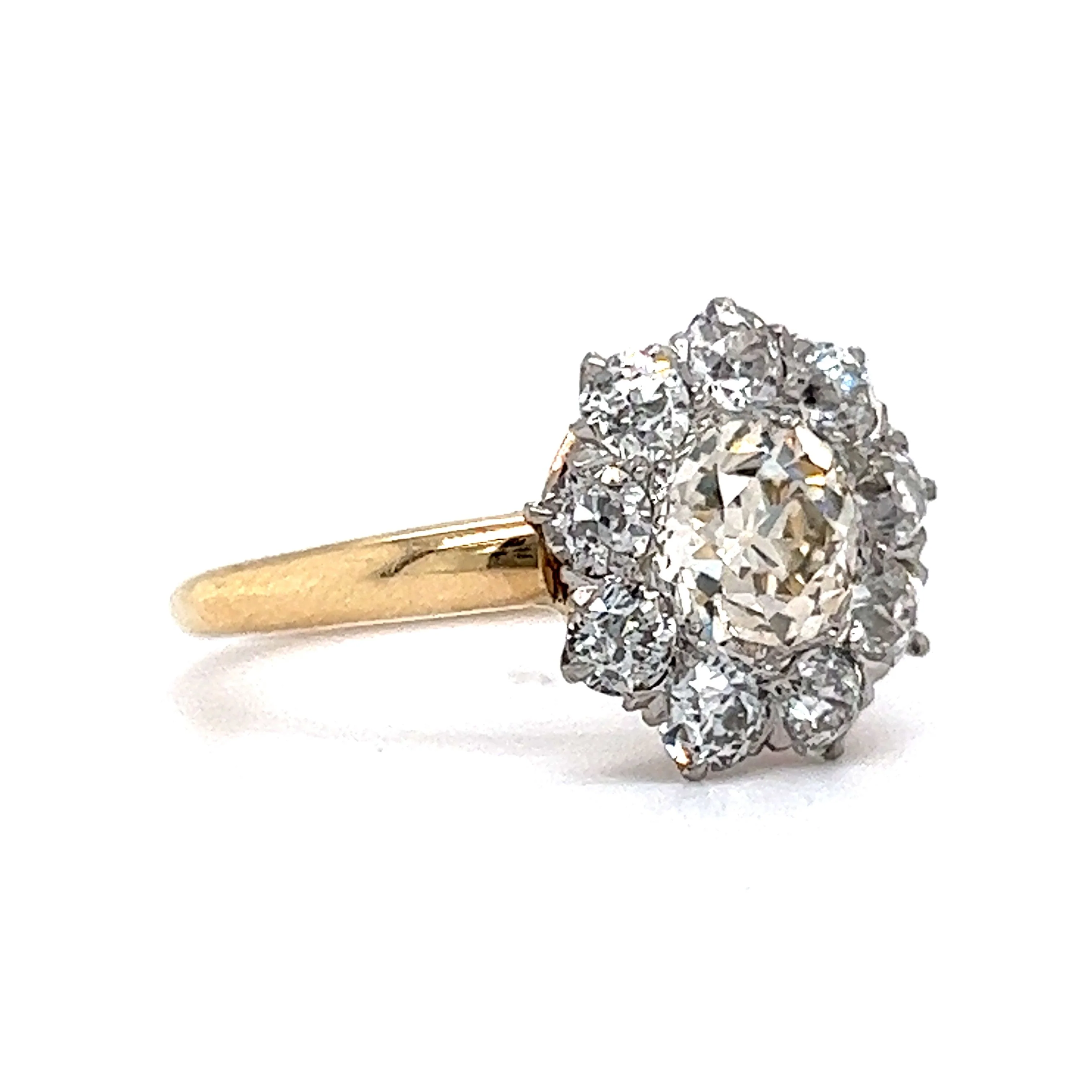 .95 Victorian Diamond Halo Engagement Ring in 14k & Platinum - Image 3