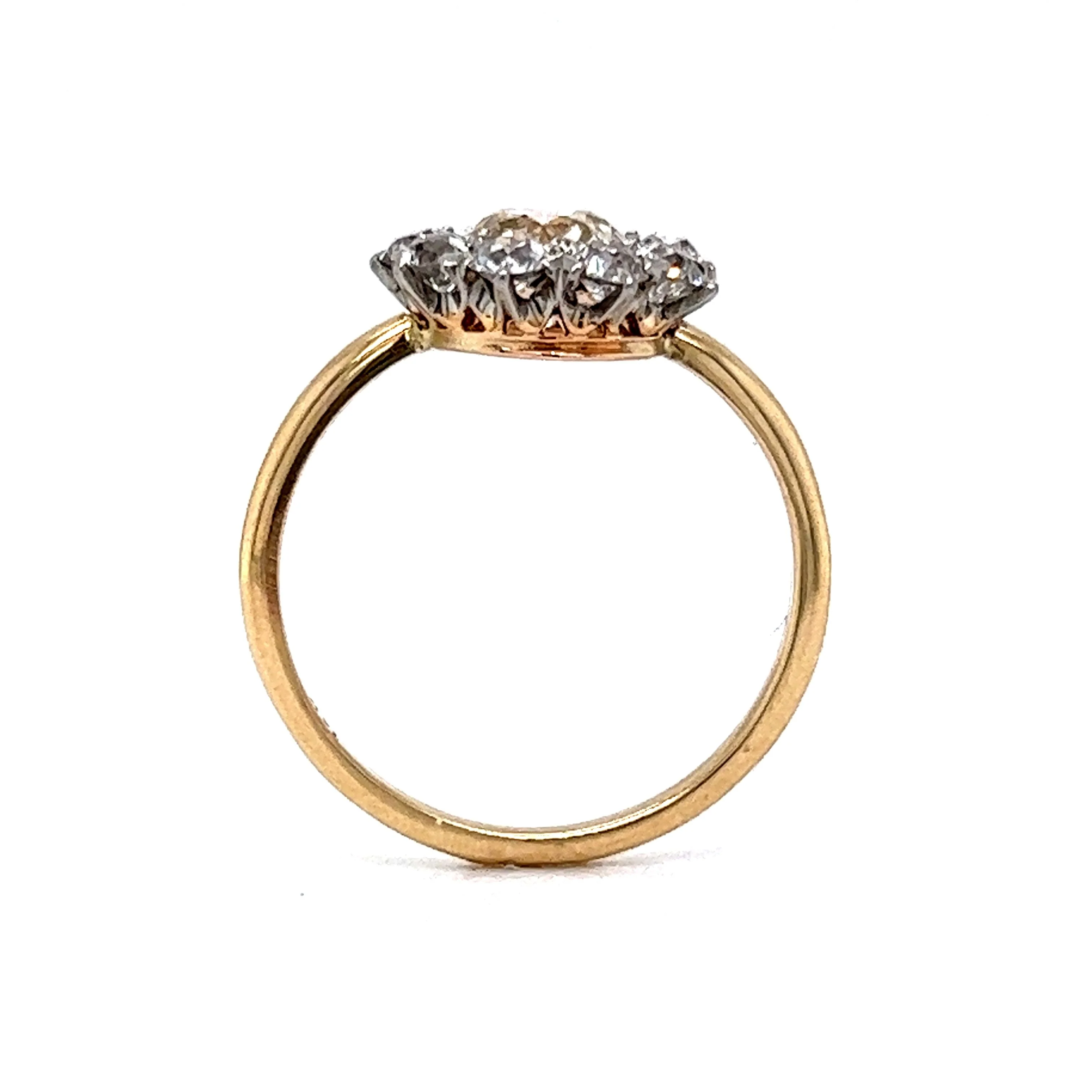 .95 Victorian Diamond Halo Engagement Ring in 14k & Platinum - Image 4