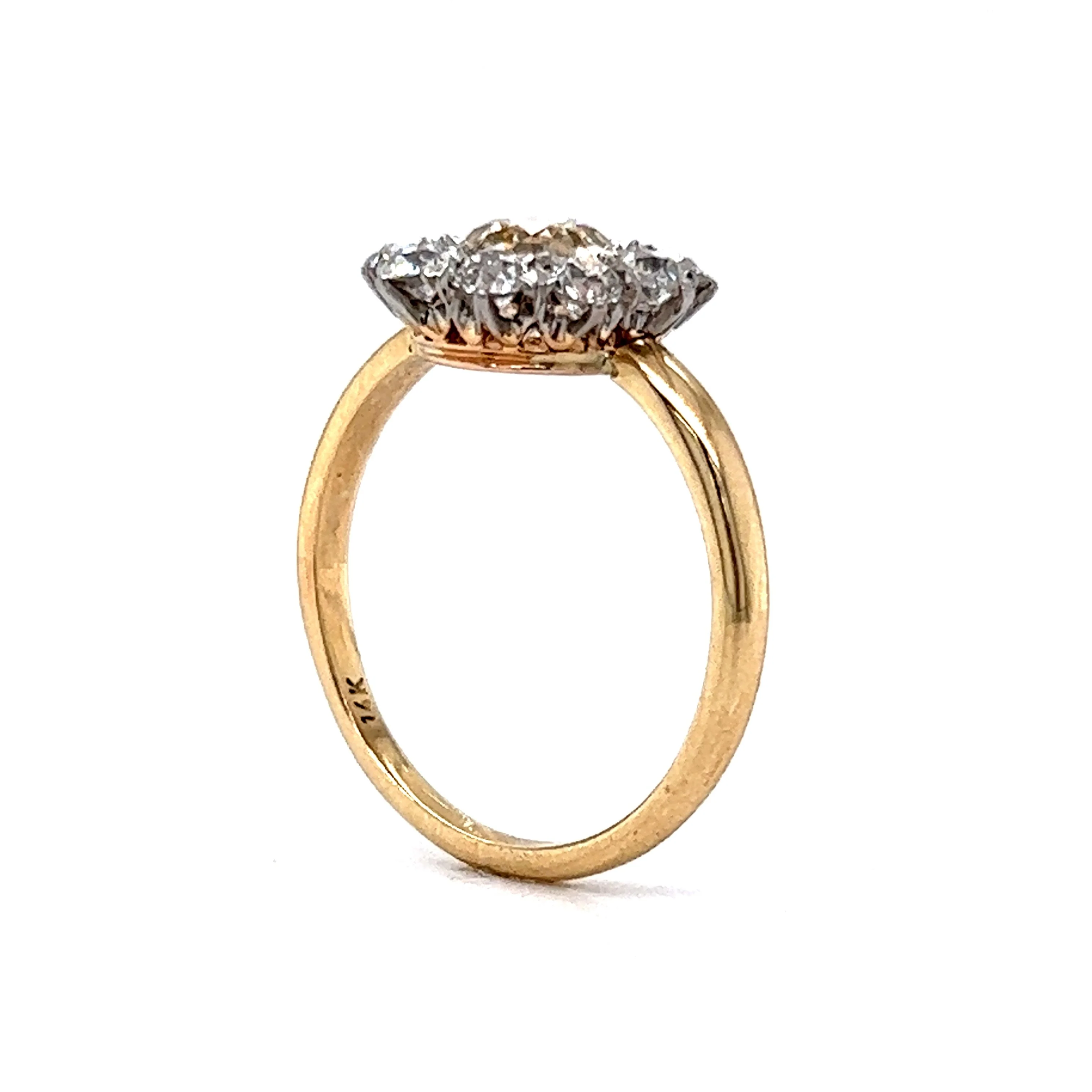 .95 Victorian Diamond Halo Engagement Ring in 14k & Platinum - Image 5