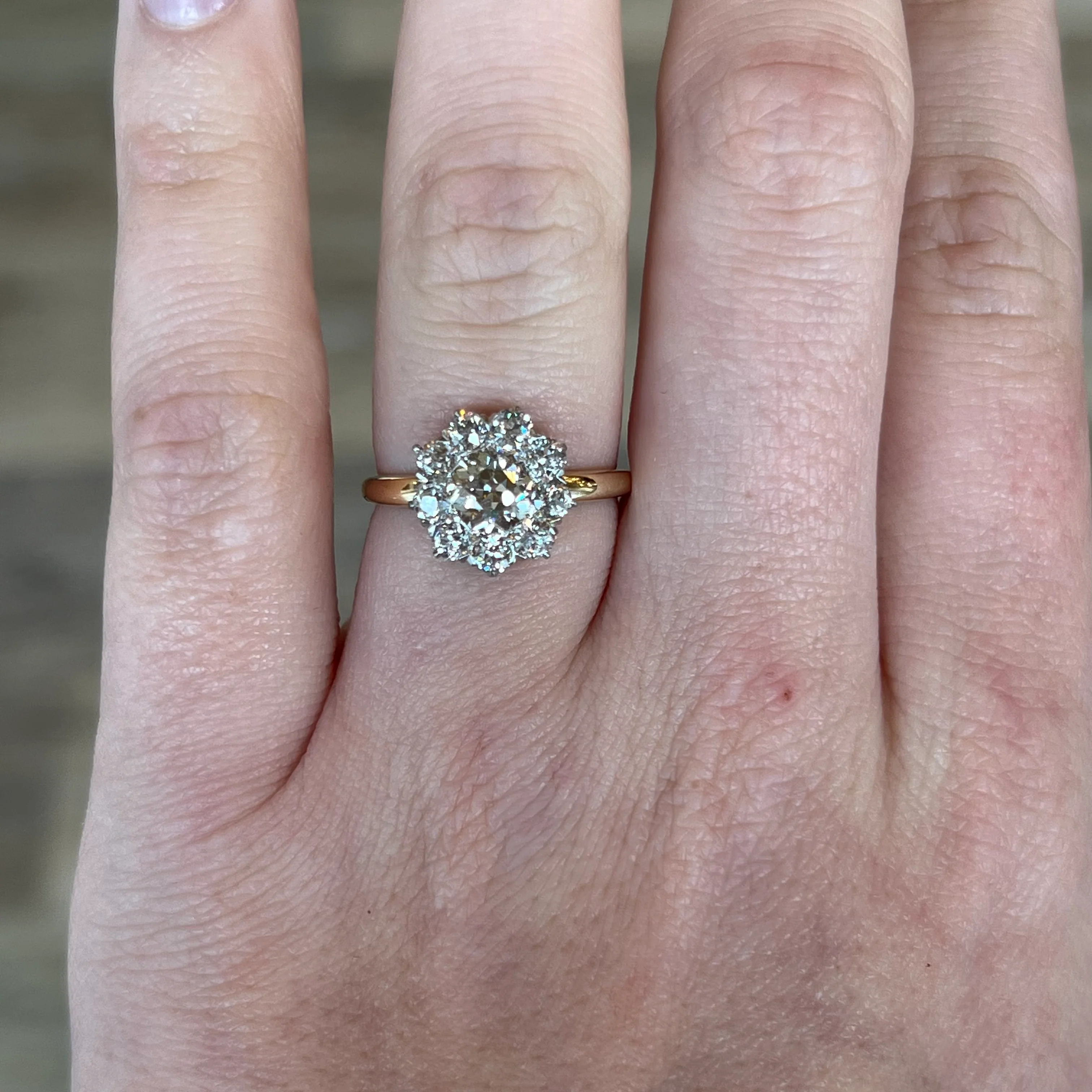 .95 Victorian Diamond Halo Engagement Ring in 14k & Platinum - Image 6