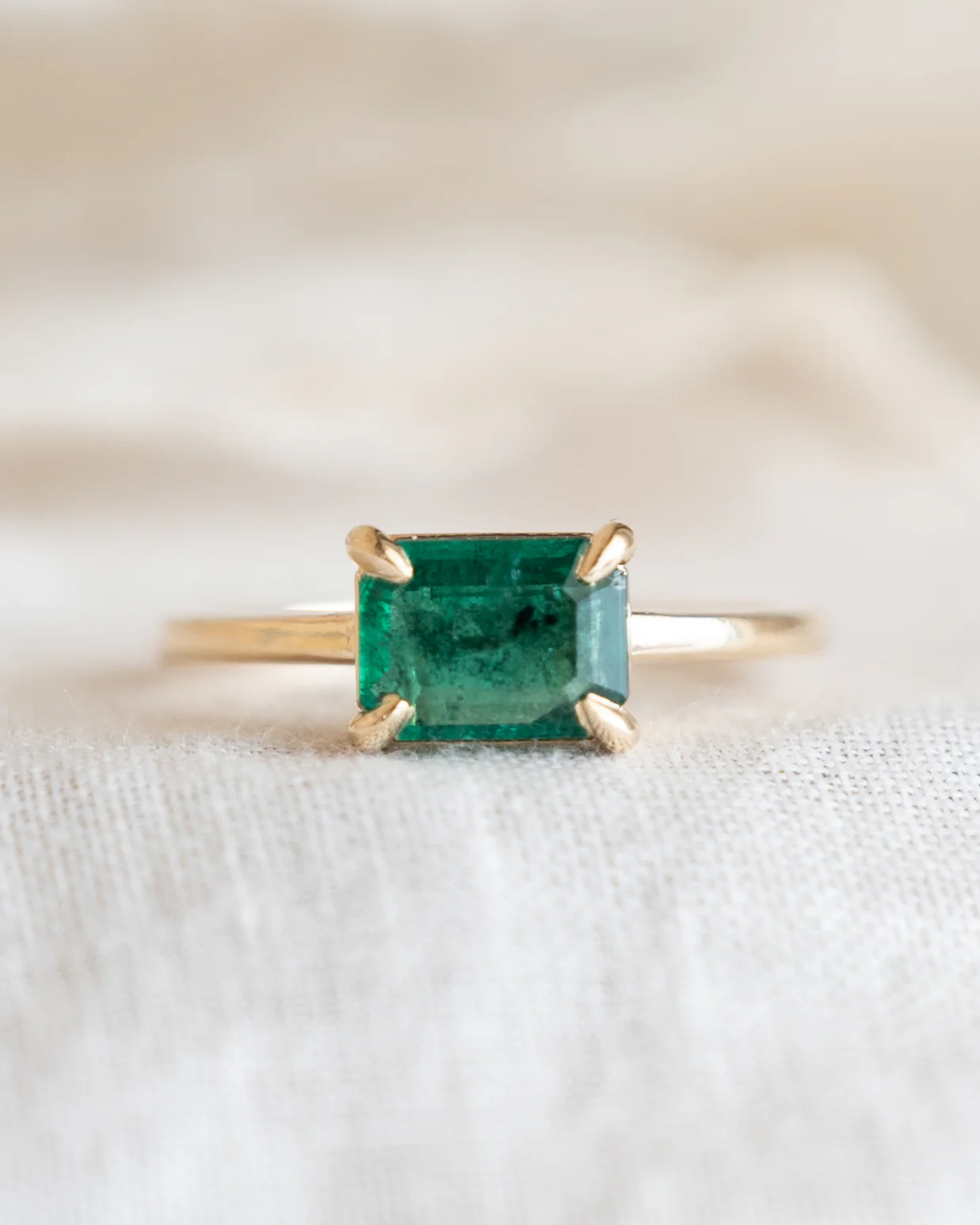.96 East-West Emerald Engagement Ring in 14k - Image 6