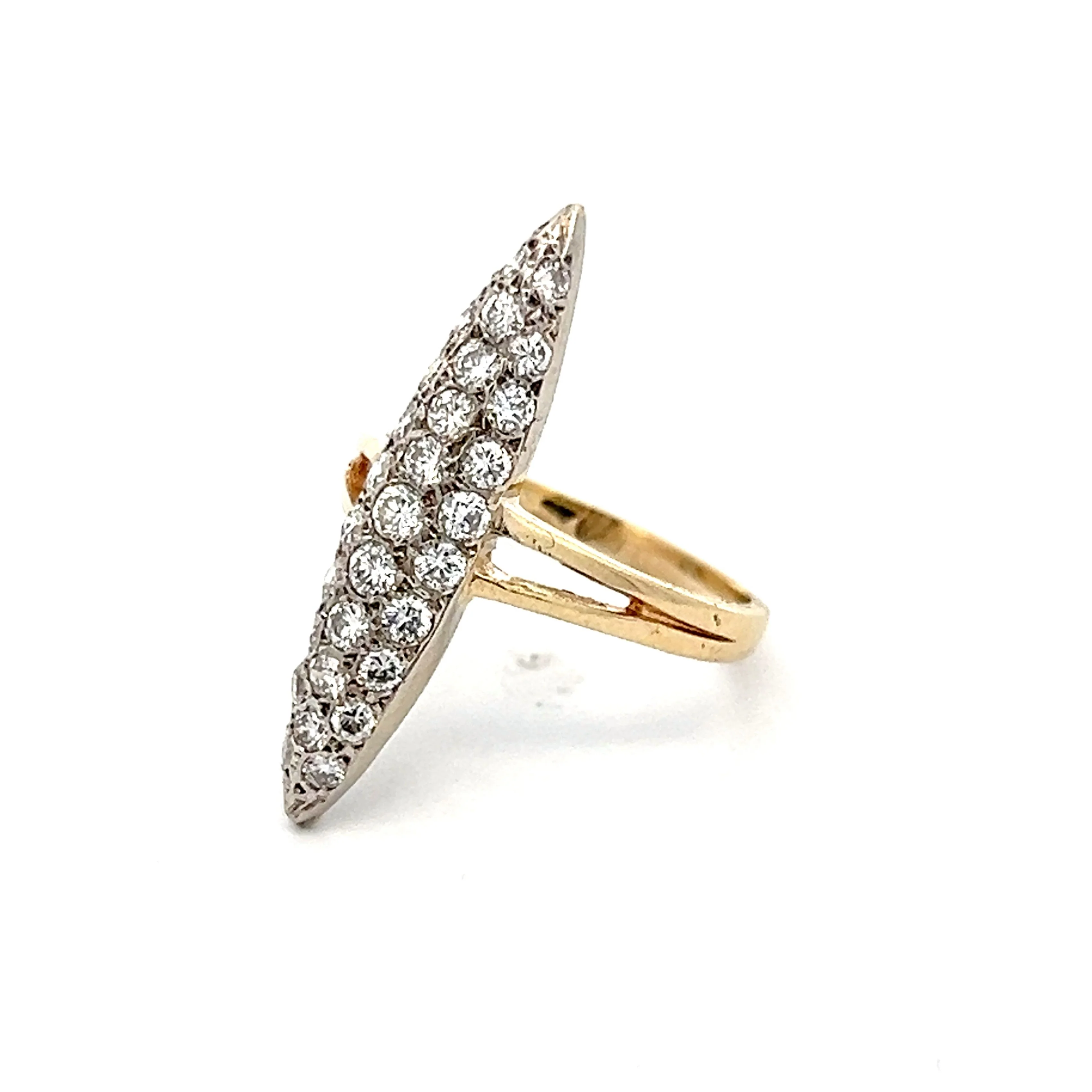 .96 Navette Style Pave Diamond Ring in 14k - Image 2