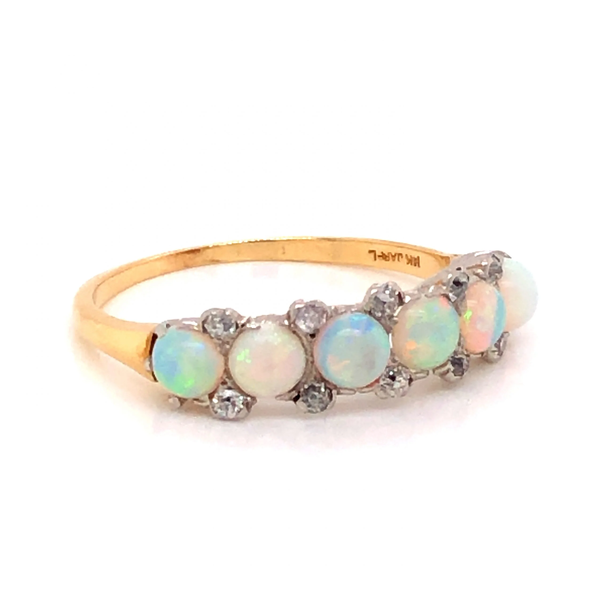 .96 Victorian Opal & Diamond Cocktail Ring 14k Yellow and White Gold - Image 3
