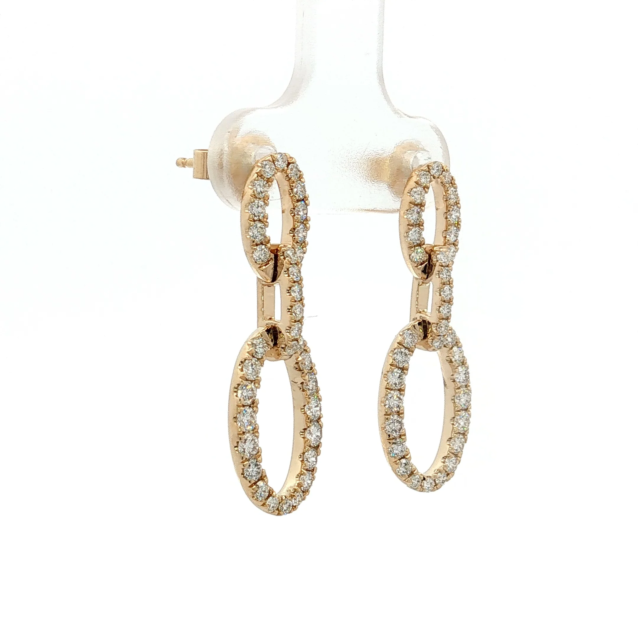 .97 Diamond Oval Link Drop Earrings 14k Yellow Gold - Image 3