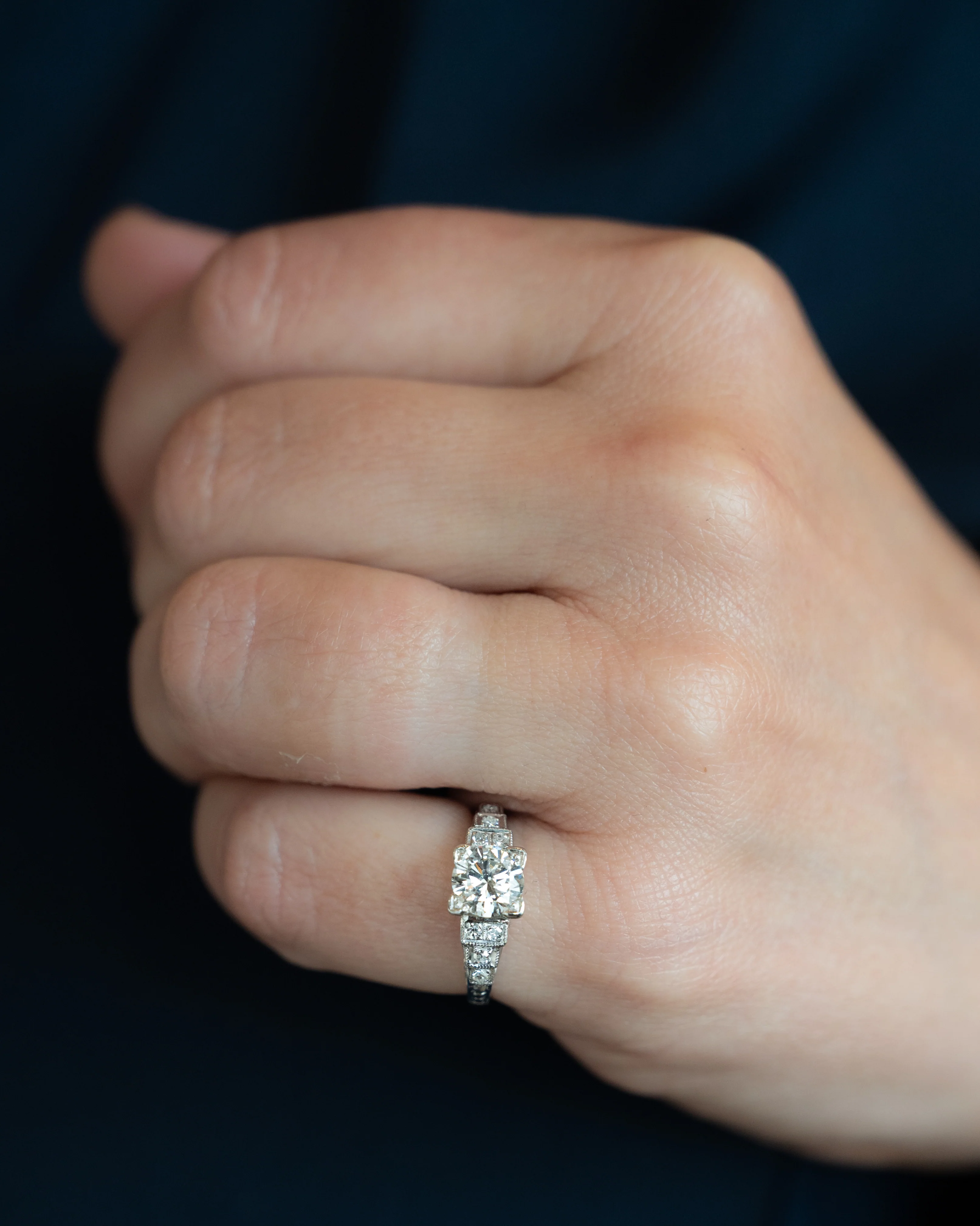 .97 Vintage Art Deco Diamond Engagement Ring in 14k - Image 7