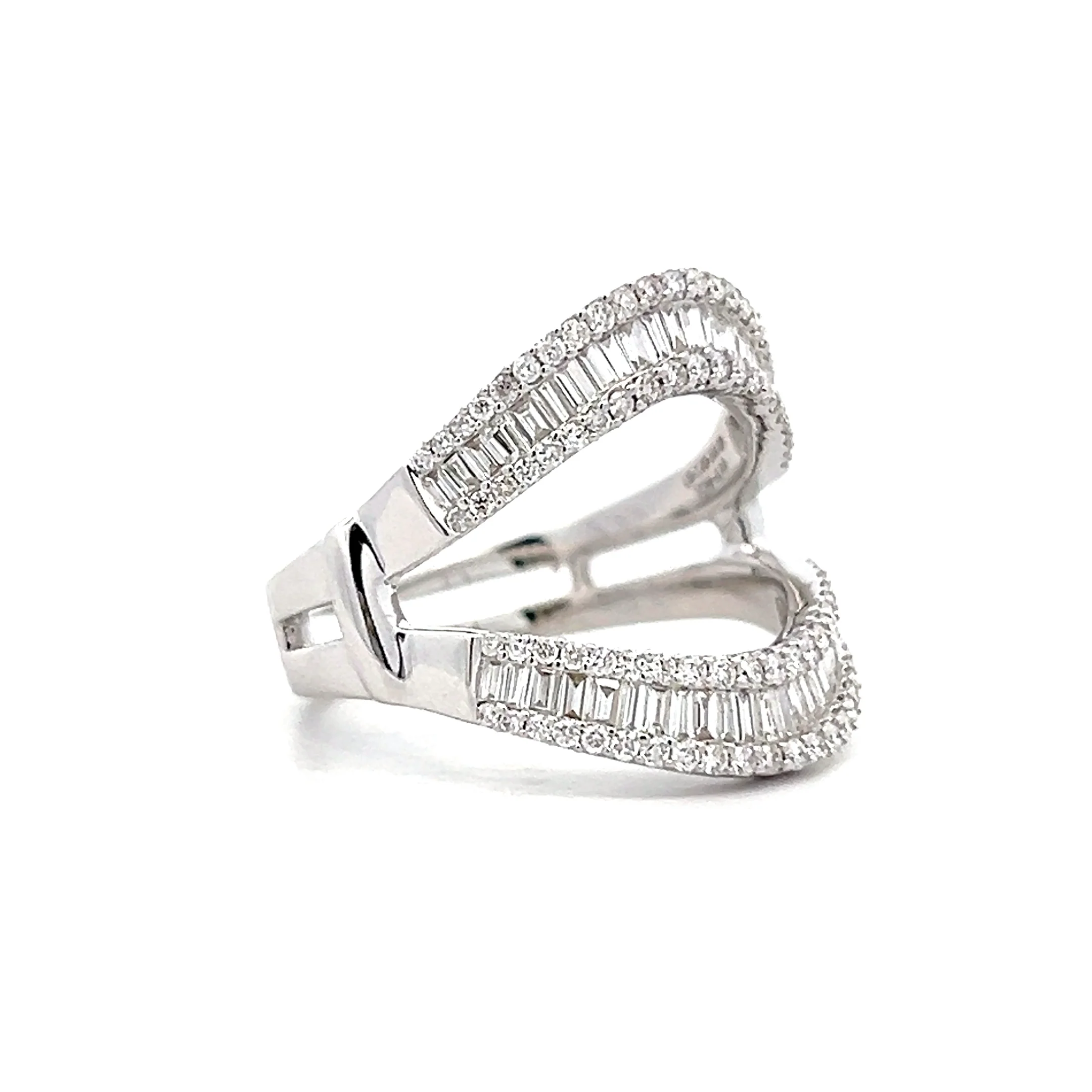 .98 Baguette Cut Diamond Eternity Cocktail Ring 14k - Image 3