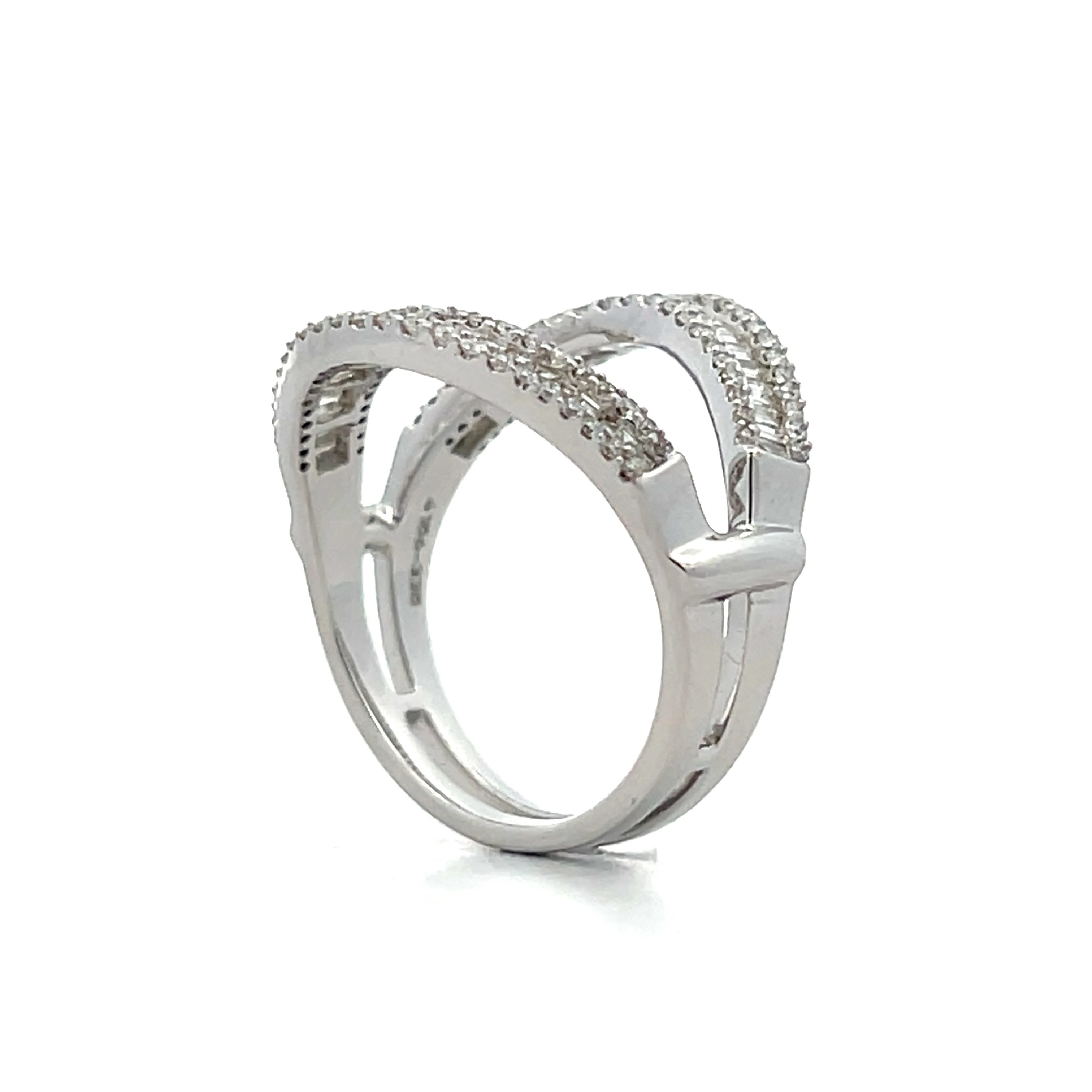 .98 Baguette Cut Diamond Eternity Cocktail Ring 14k - Image 5
