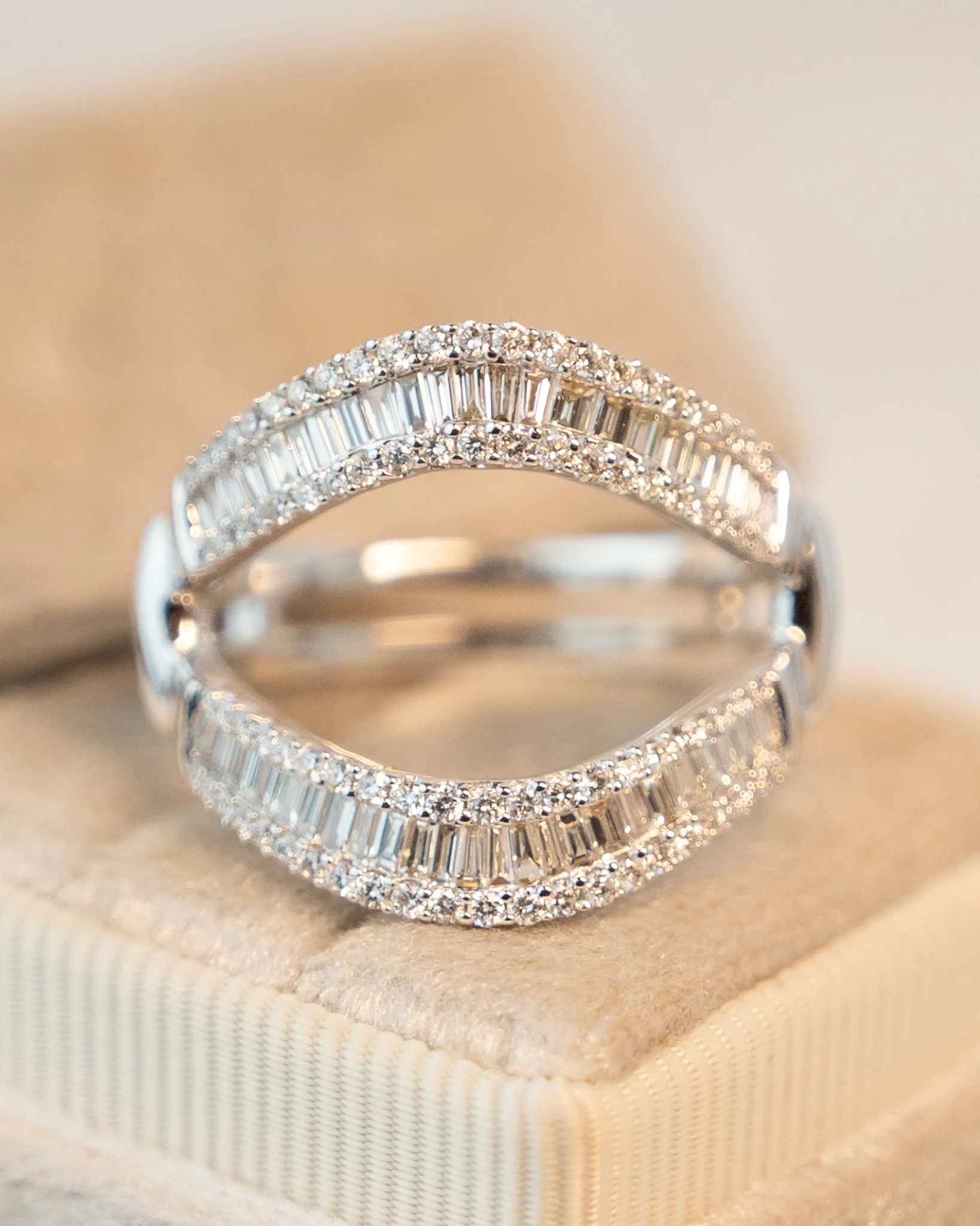 .98 Baguette Cut Diamond Eternity Cocktail Ring 14k - Image 6