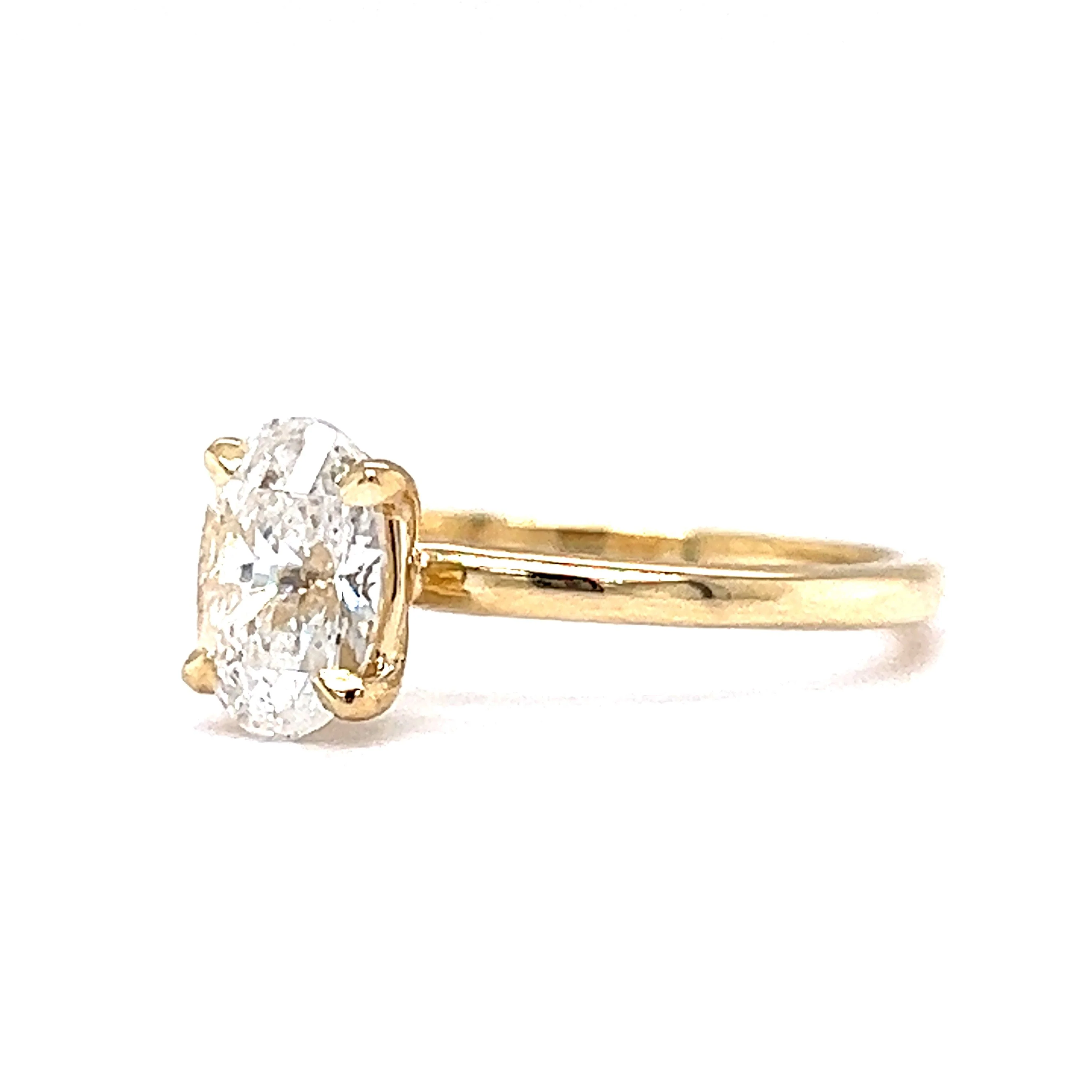 .98 Faceted Oval Cut Diamond Engagement Ring in 14k Yellow Gold - Image 2