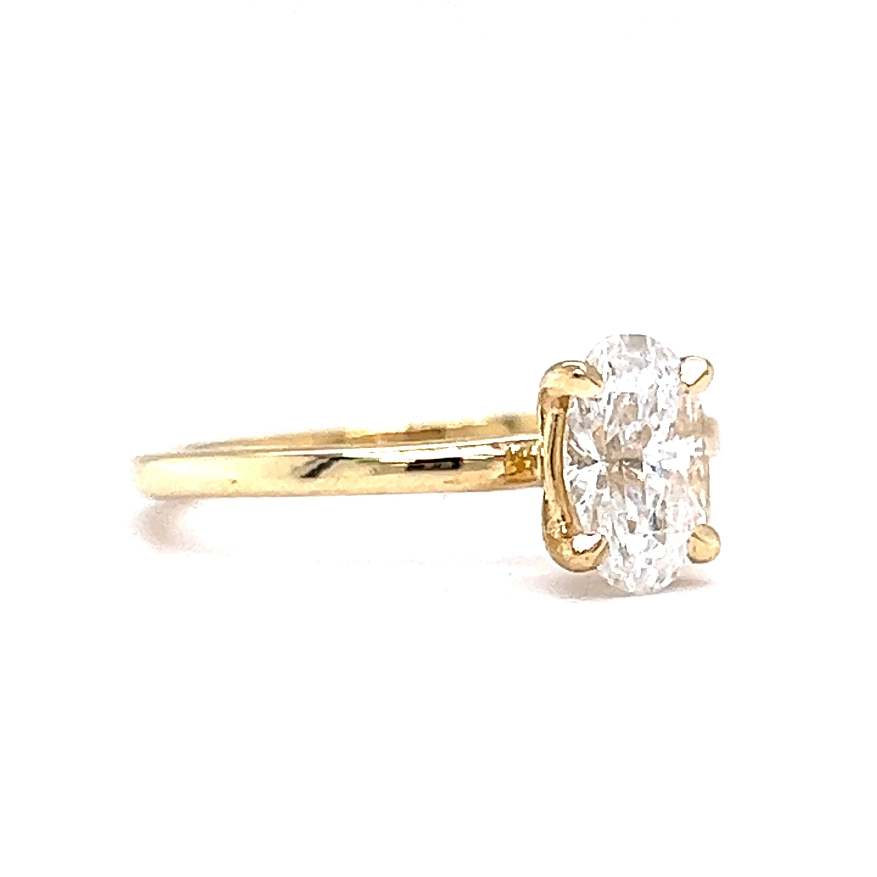 .98 Faceted Oval Cut Diamond Engagement Ring in 14k Yellow Gold - Image 3